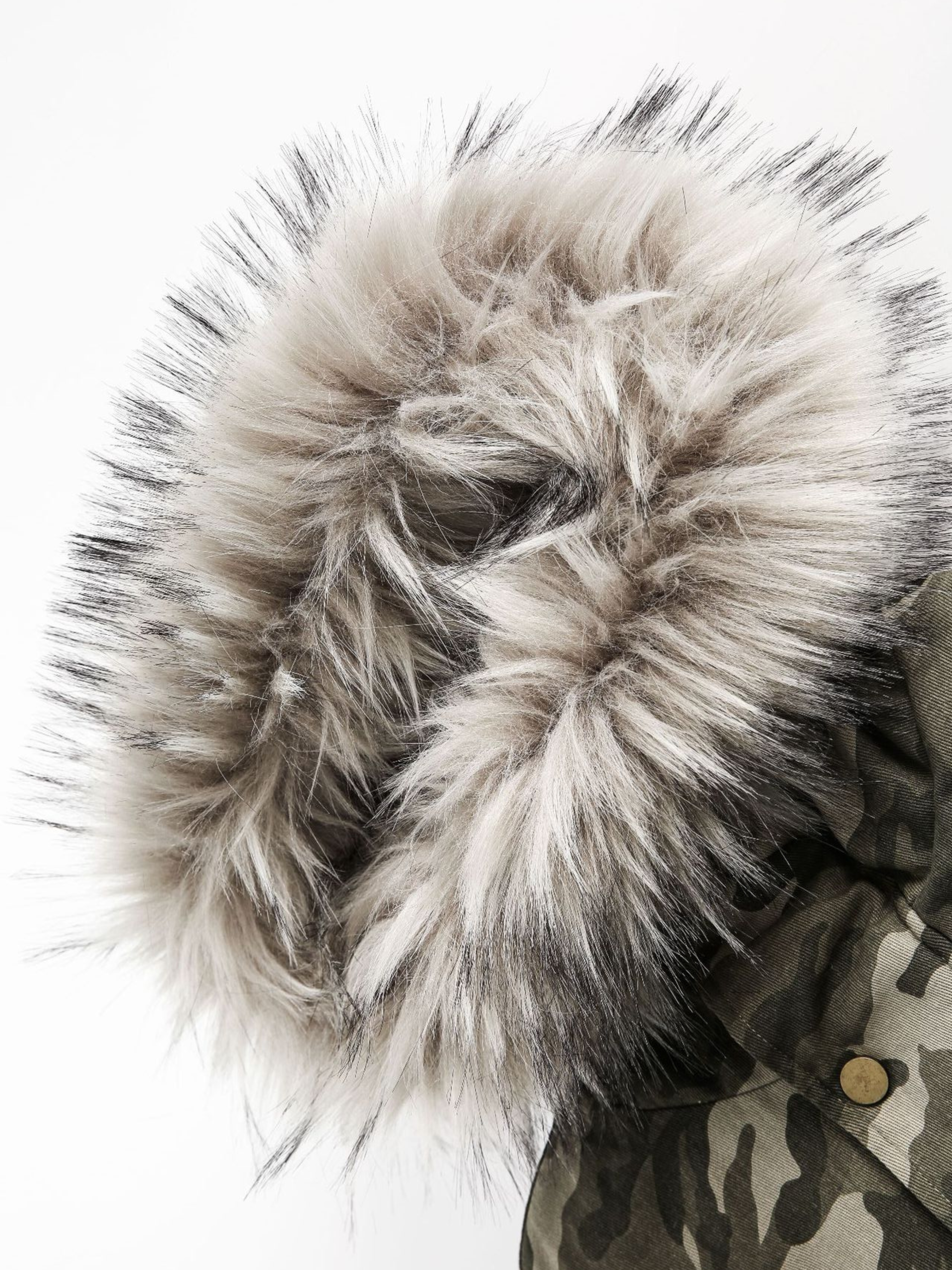 BoulderBase - Women's Camo Fur Collar Cotton Jacket