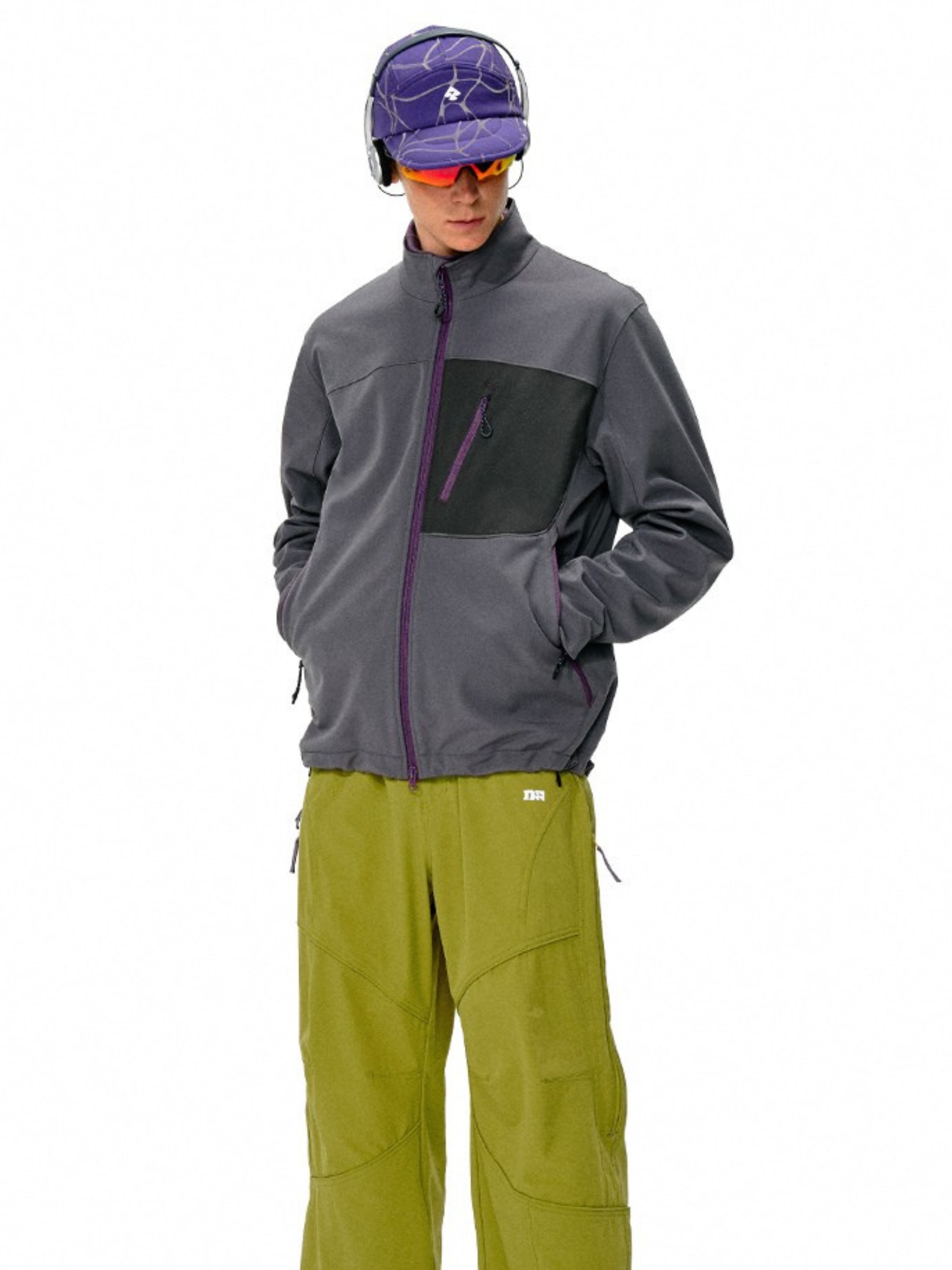 Driftcore - Unisex Colorblock Zip-Up Stand Collar Jacket