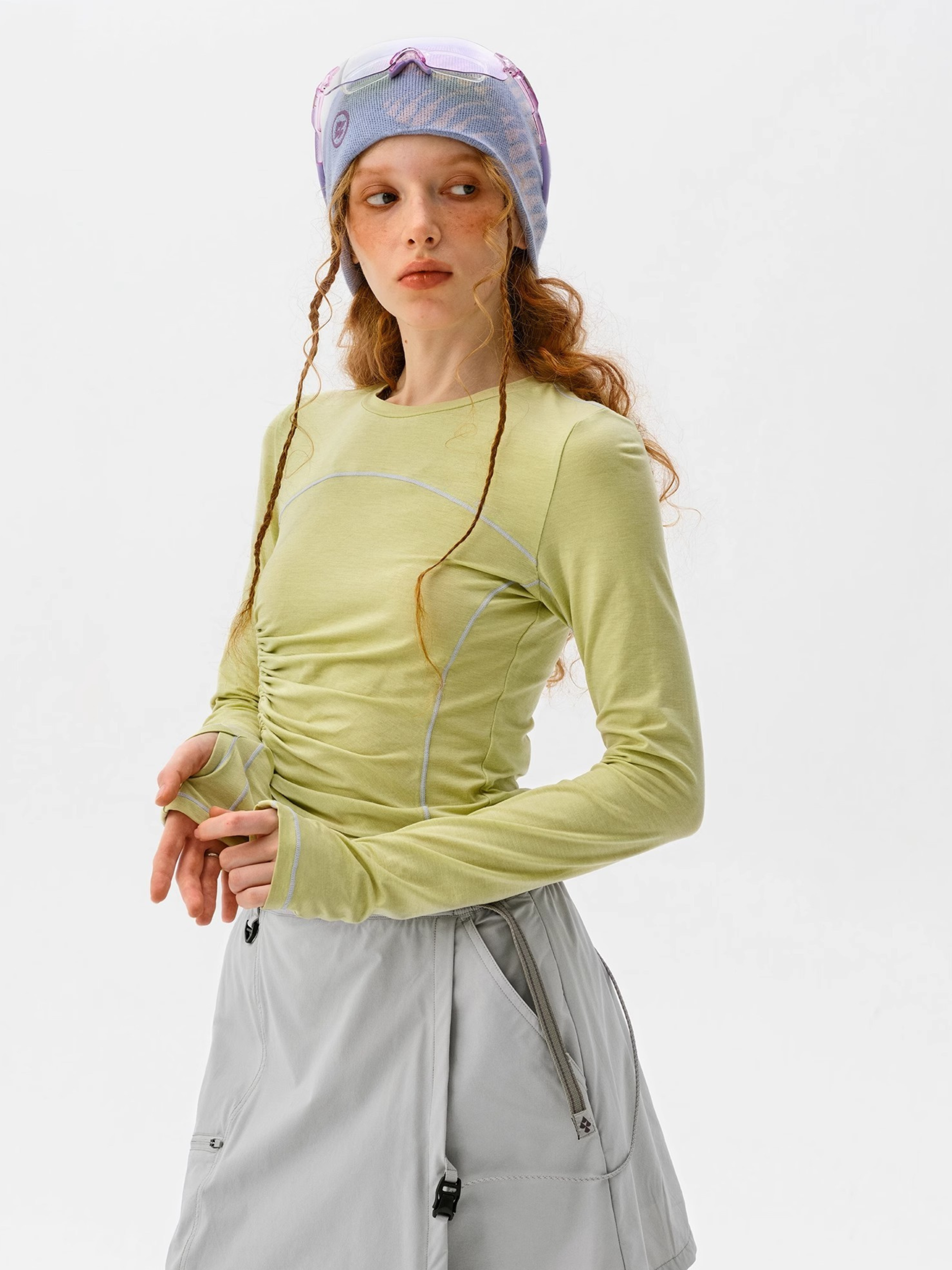 Cragnest - Women's 5A Antibacterial Wool Blend Ruched Slim Fit T-Shirt