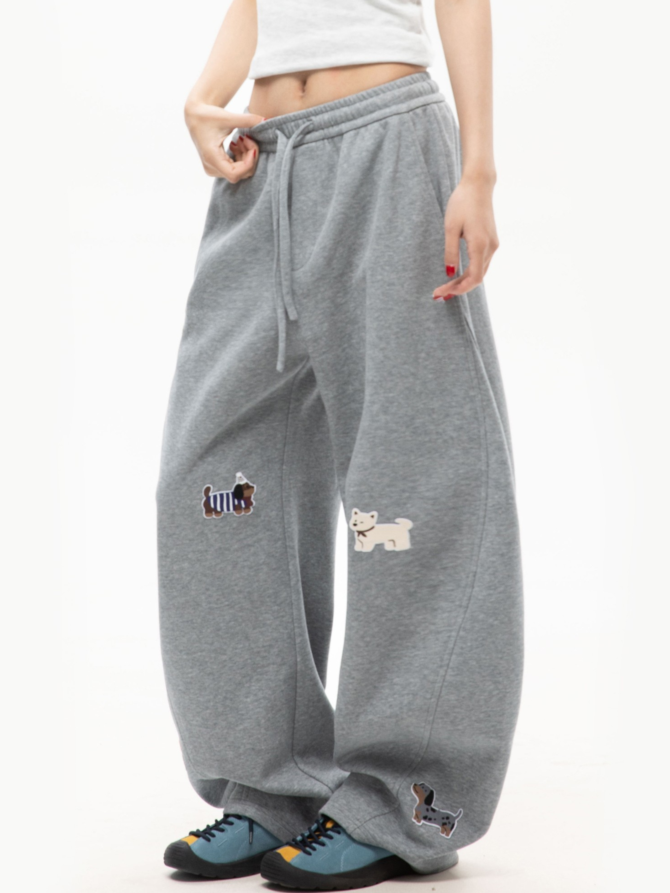 FrostView - Women's Dachshund Patch Embroidery Straight Leg Pants