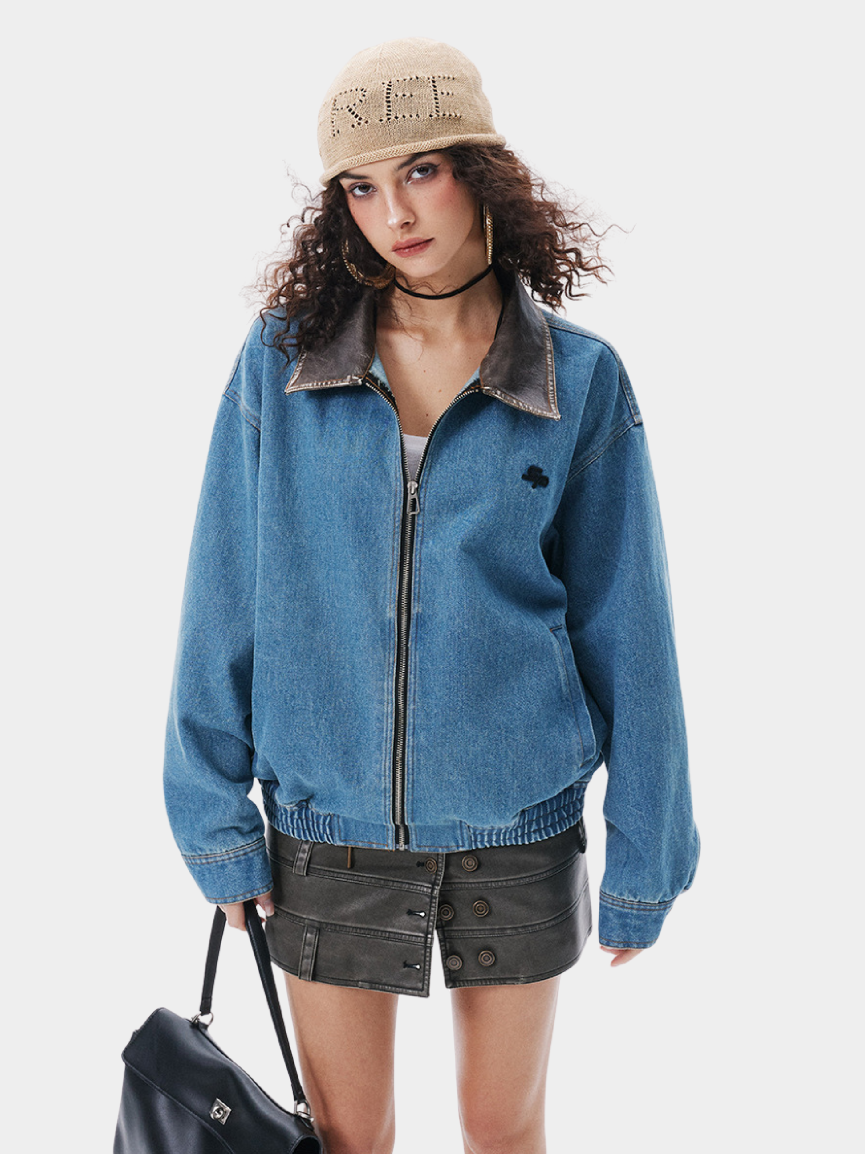 RavenLine - Women‘s Washed Denim Turndown Collar Jacket