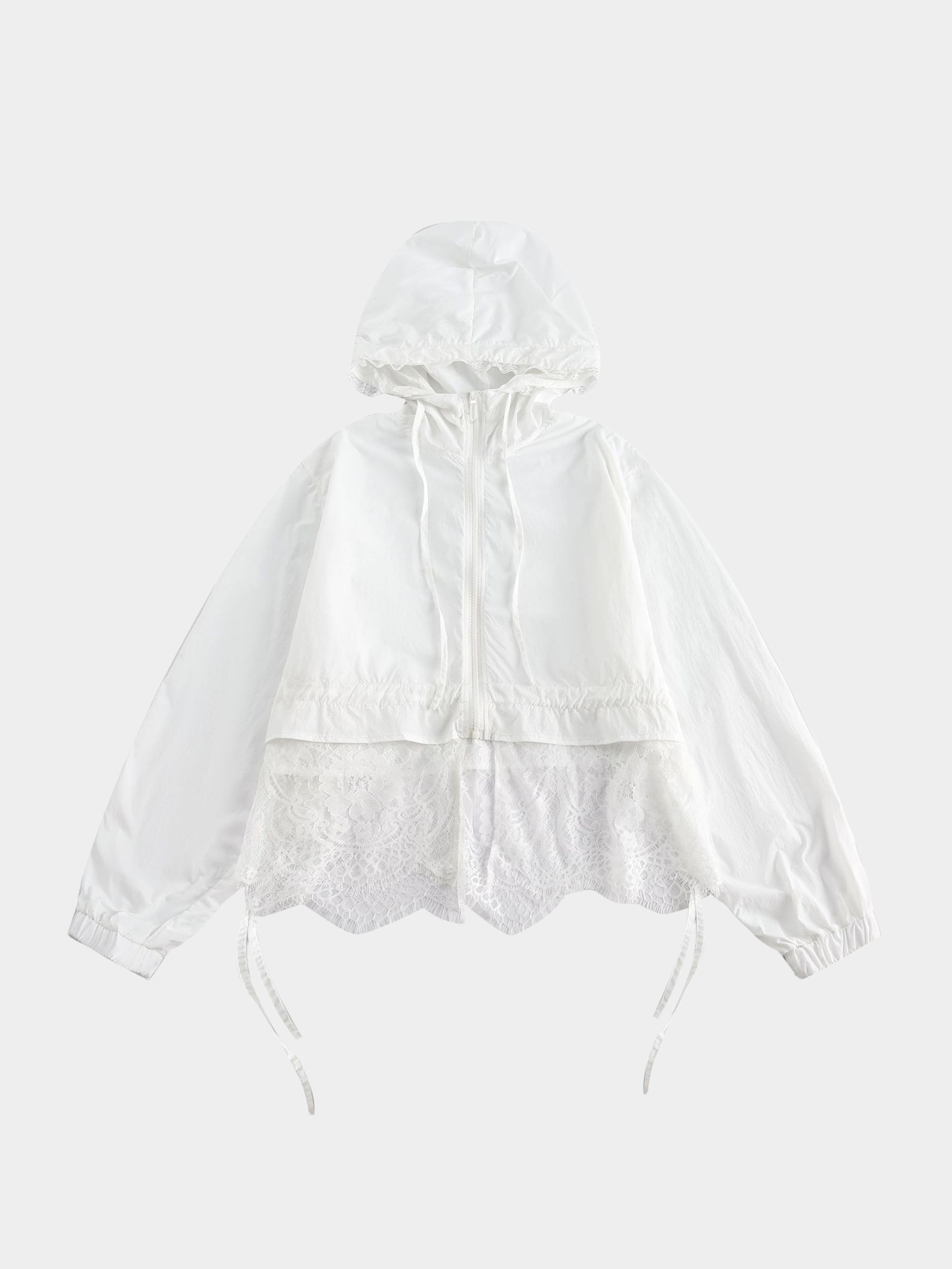 MesaTop - Women's UPF50+ Lace Panel Drawstring Cropped Sun Protection Jacket