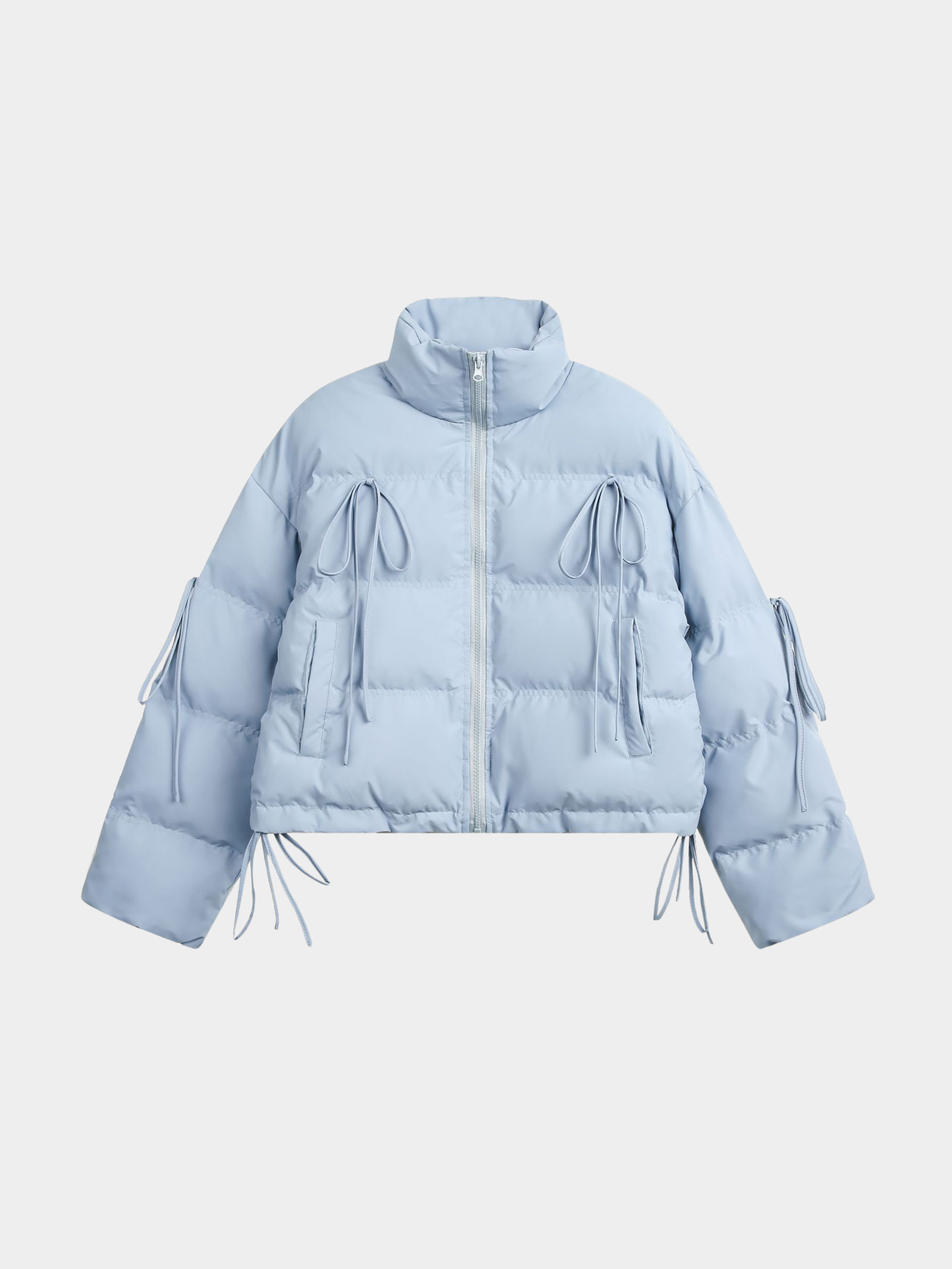 RavenMark - Women‘s Tassel Tie-Front Short Padded Jacket