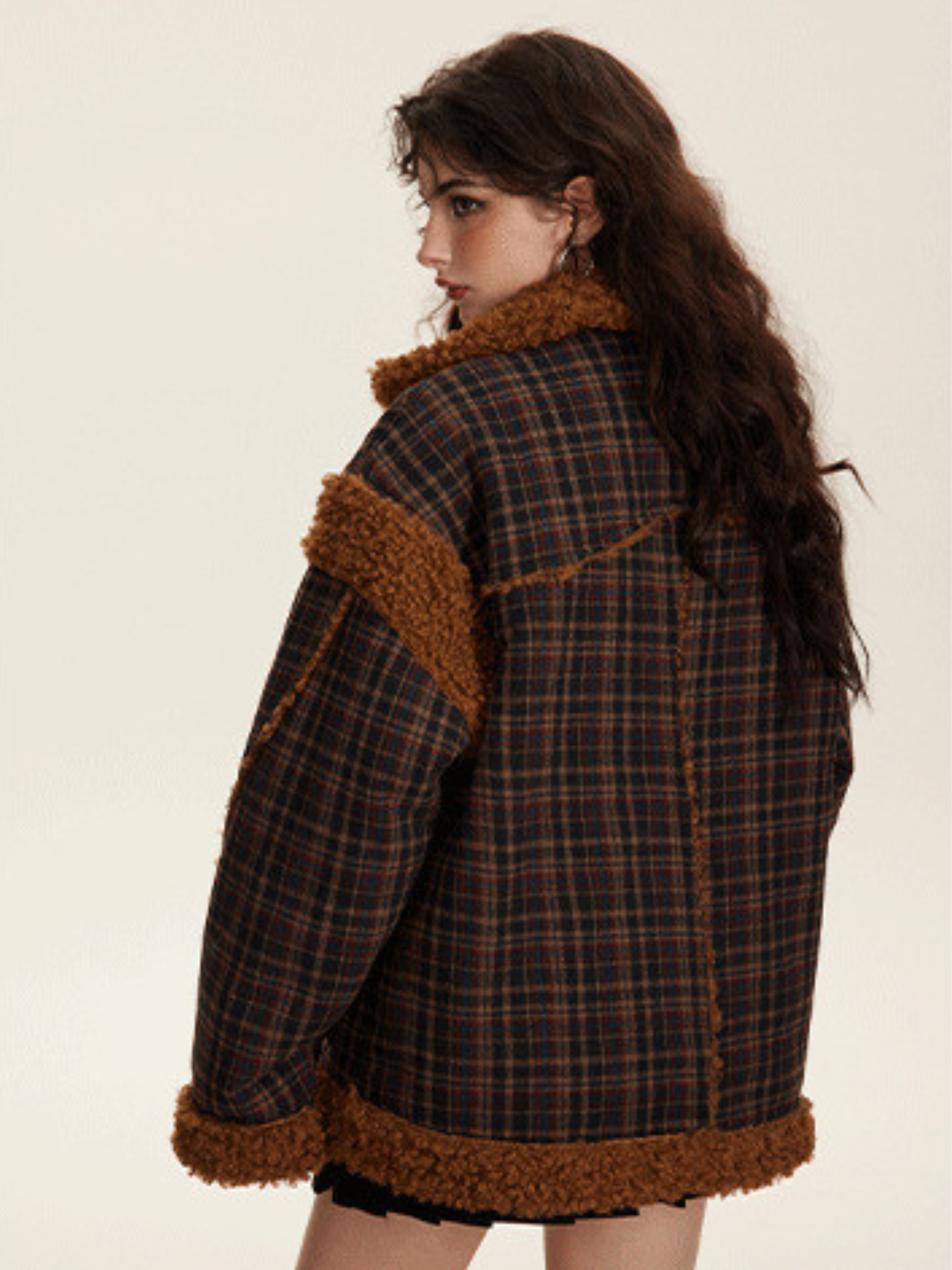 RavenCase - Women‘s Plaid Panel Sherpa-Lined Jacket
