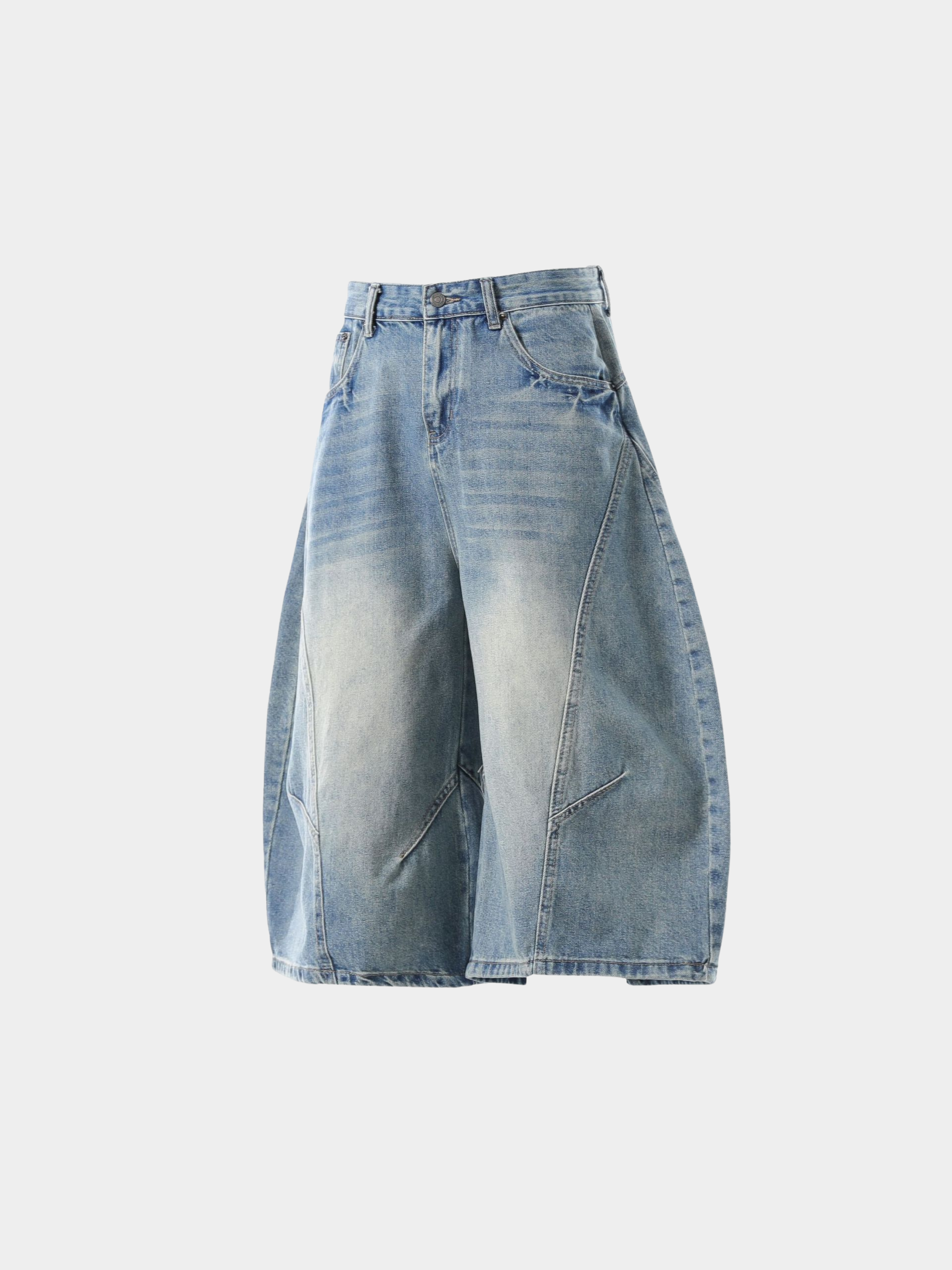 BaseTent - Men's Curved Wide-Leg 7/8 Denim Pants