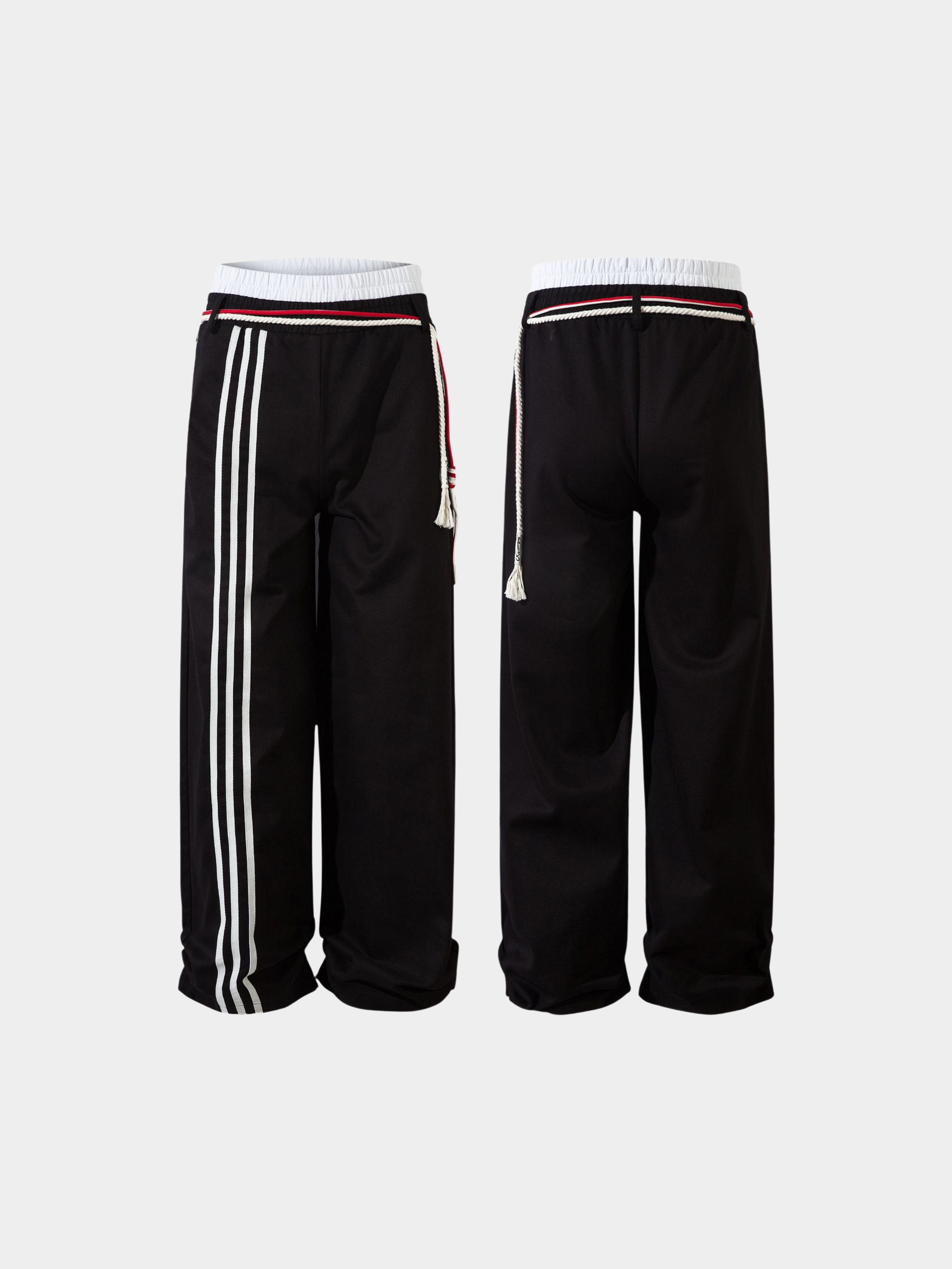 FoxCase - Unisex American Casual Stripe Panel Straight-Leg Track Pants