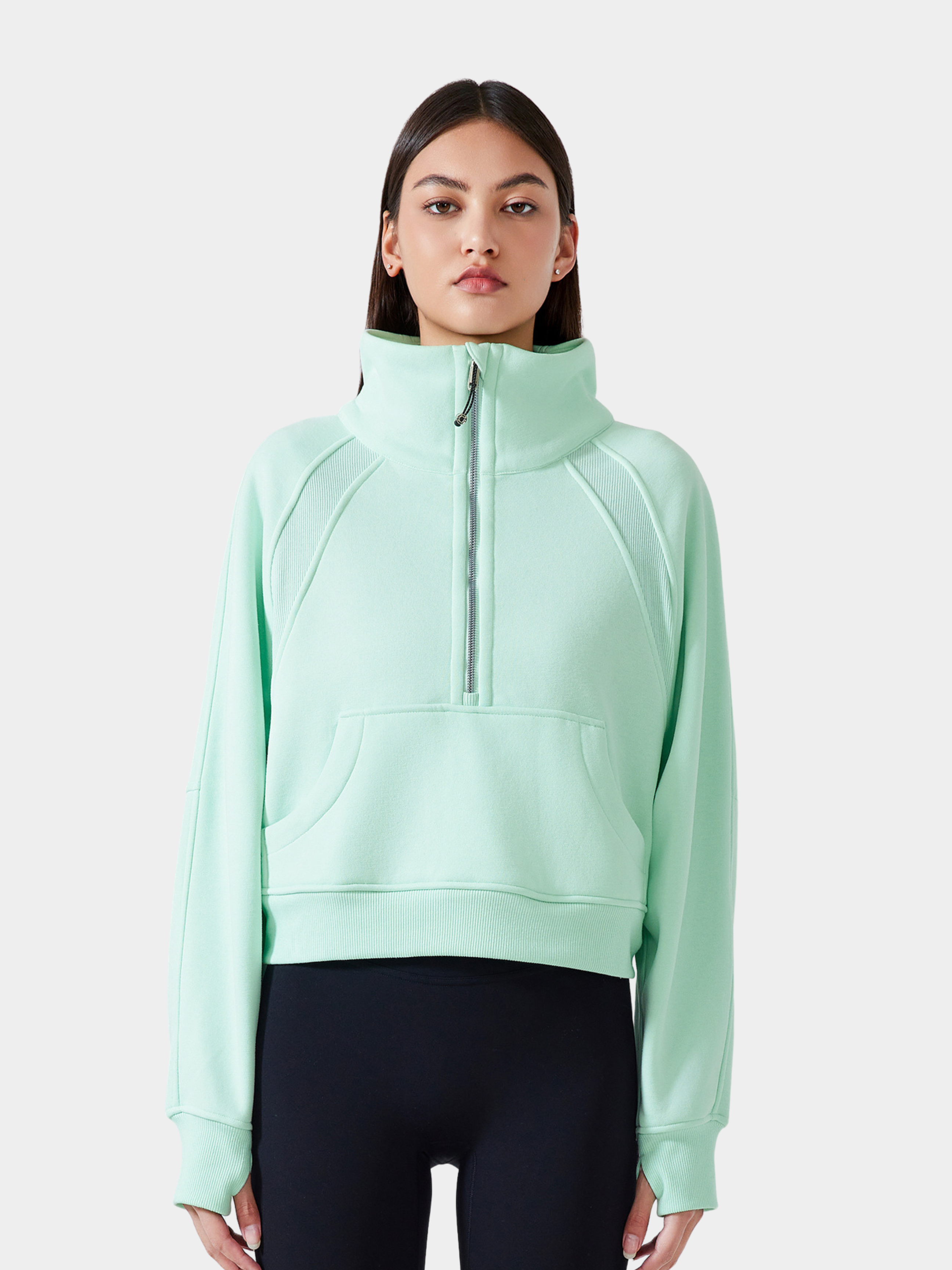 MesaLife - Women's Half-Zip High Collar Fleece Sweatshirt