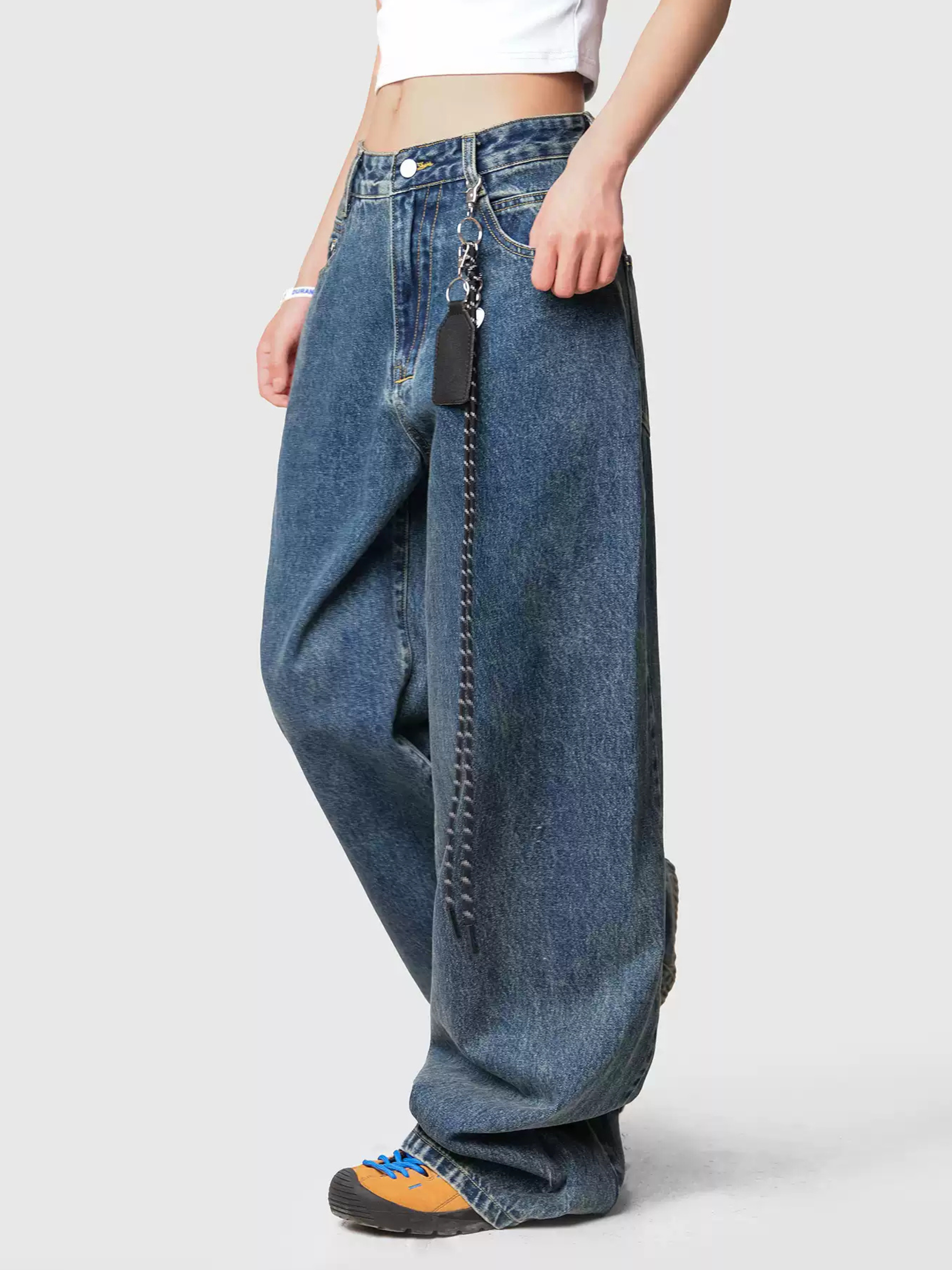 Frostborn - Women's Straight Washed Floor-Length Jeans