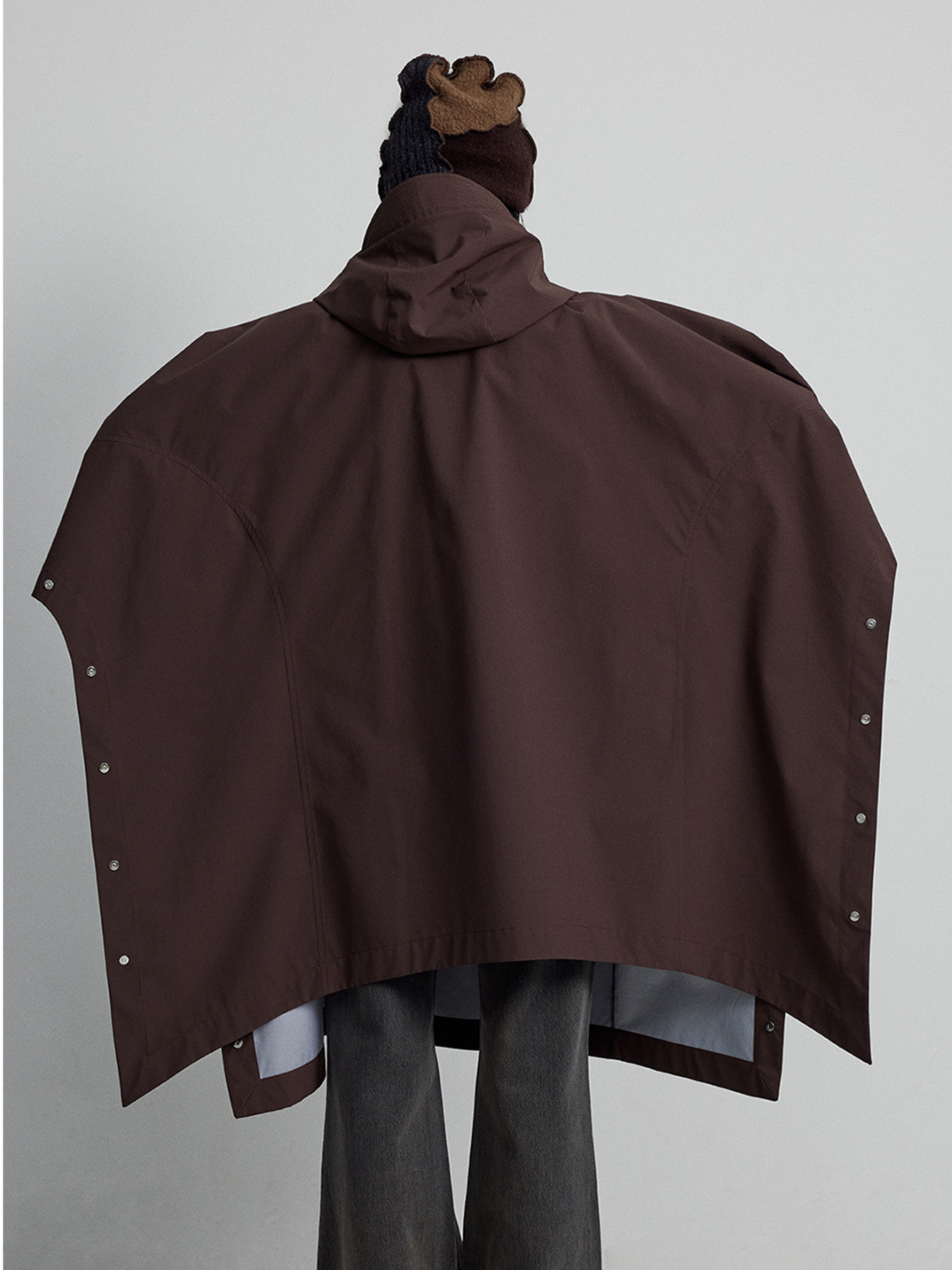 OwlPort - Women's Waterproof Metal-Button Drawstring Hooded Cape Jacket