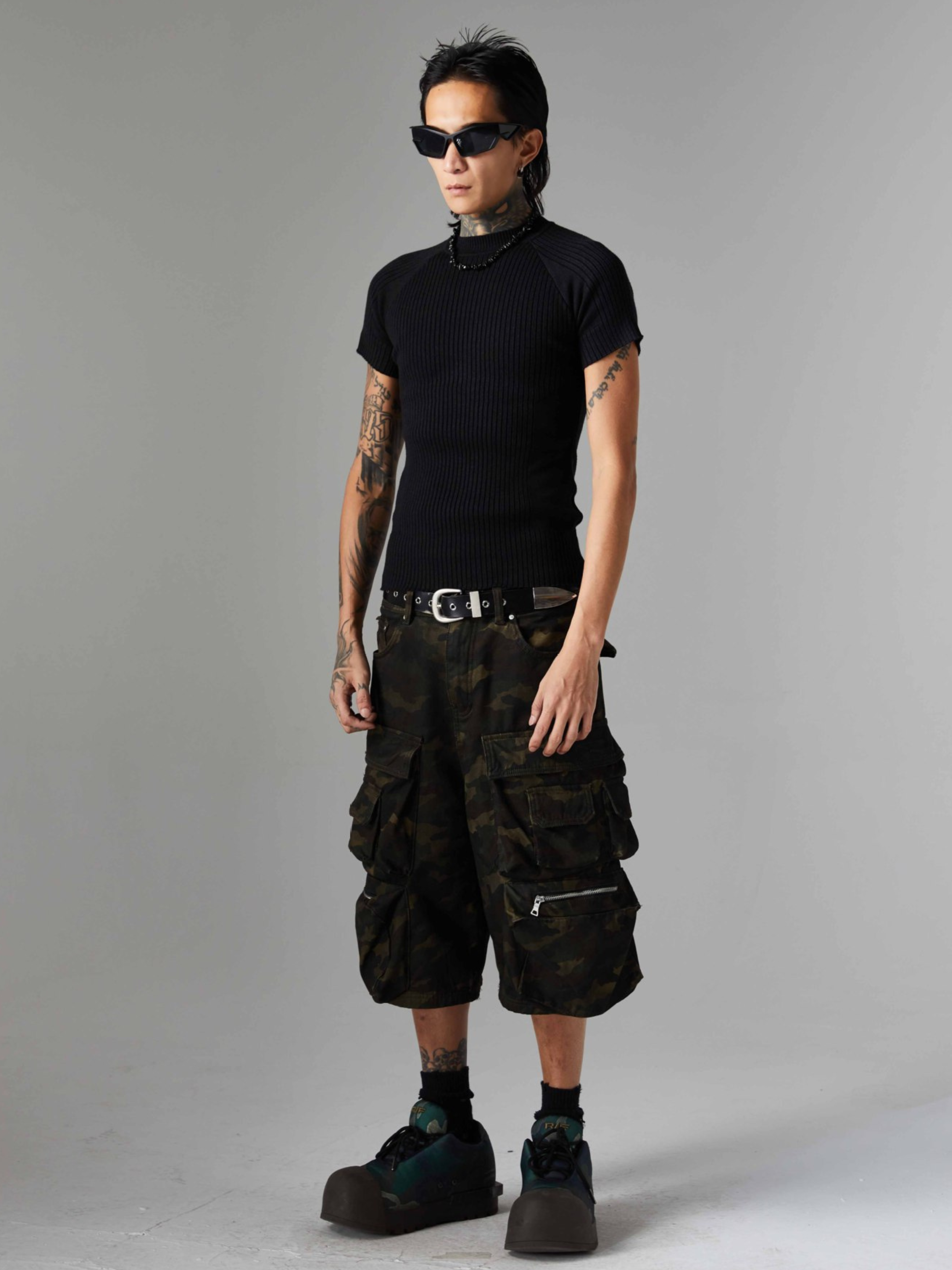BaseVest - Men's Camouflage Wide-Leg Shorts