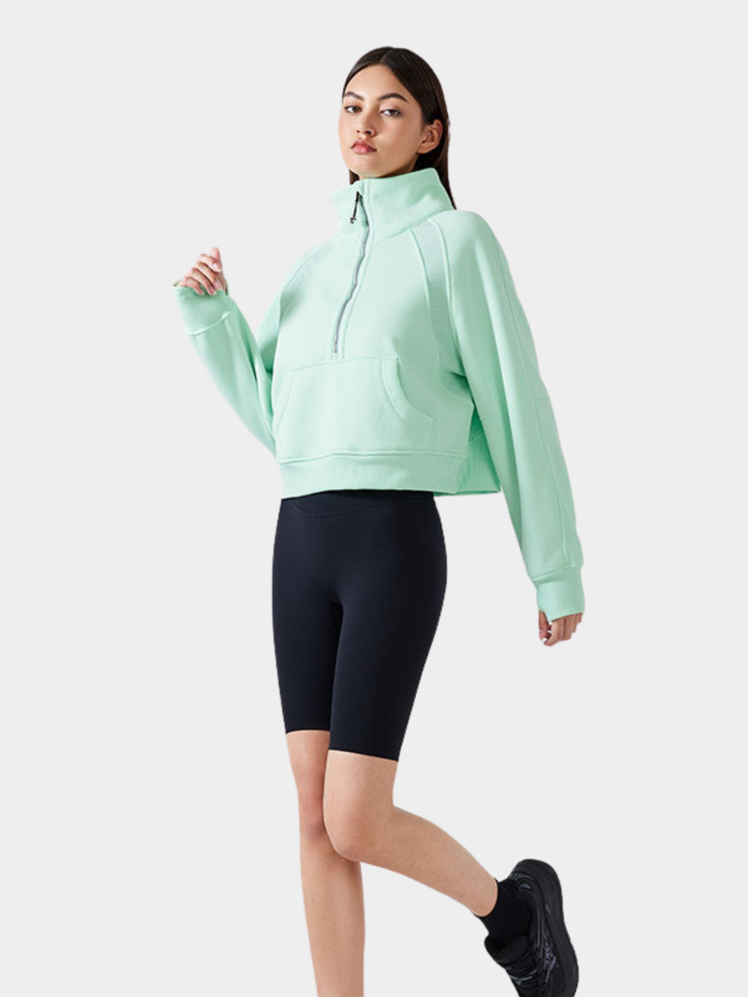 MesaLife - Women's Half-Zip High Collar Fleece Sweatshirt