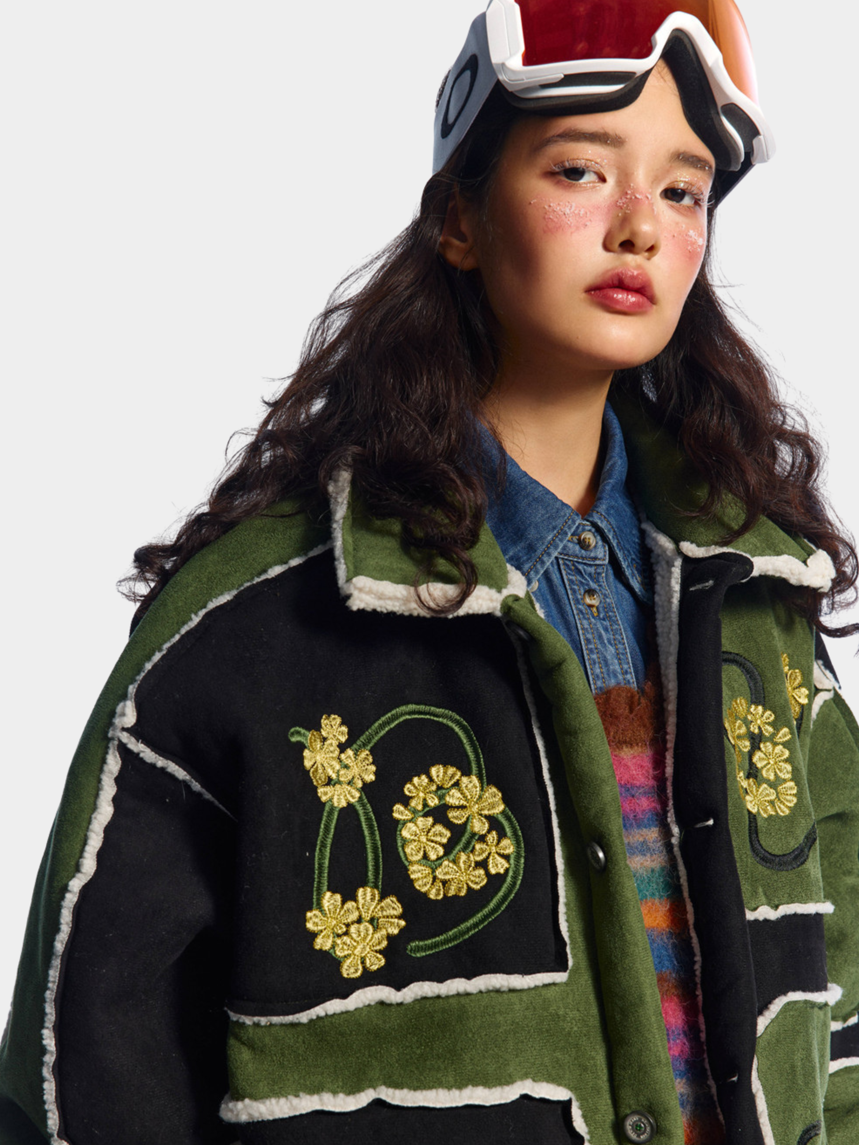 Boulderlight - Women's Floral Embroidered Sherpa Patchwork Jacket