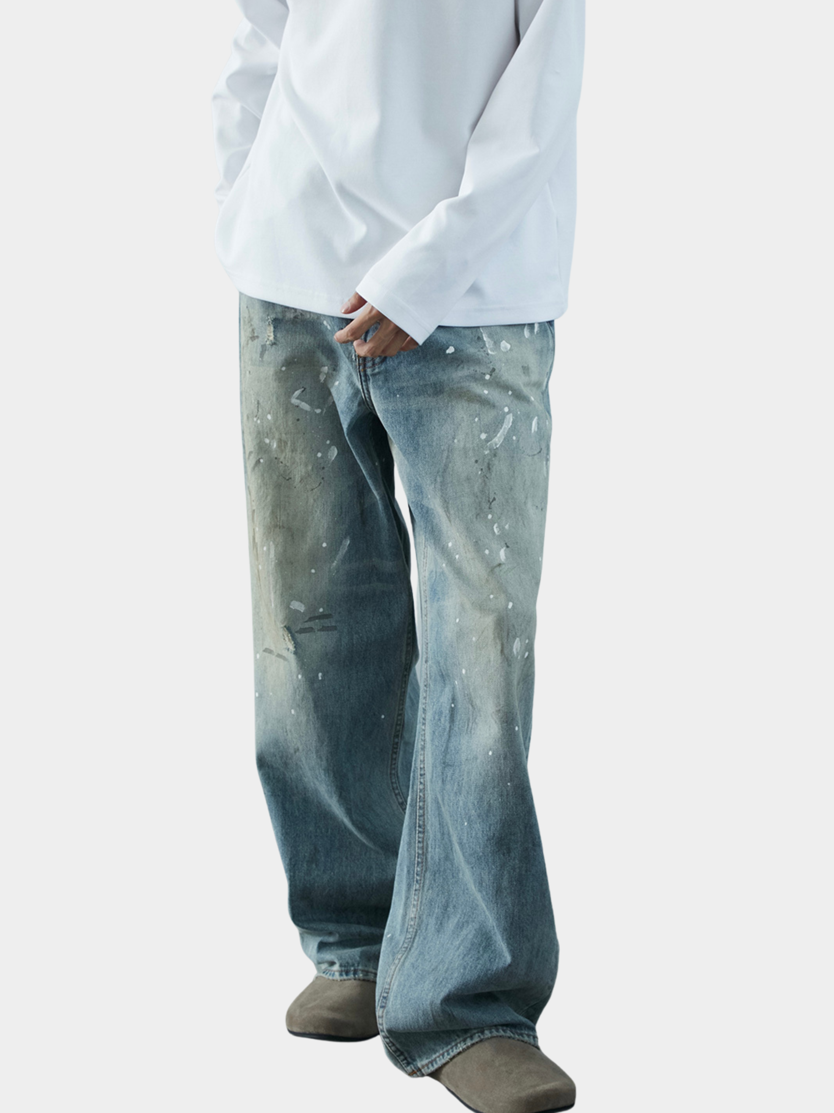 DryClip - Men's Paint-Splatter Distressed Denim Jeans