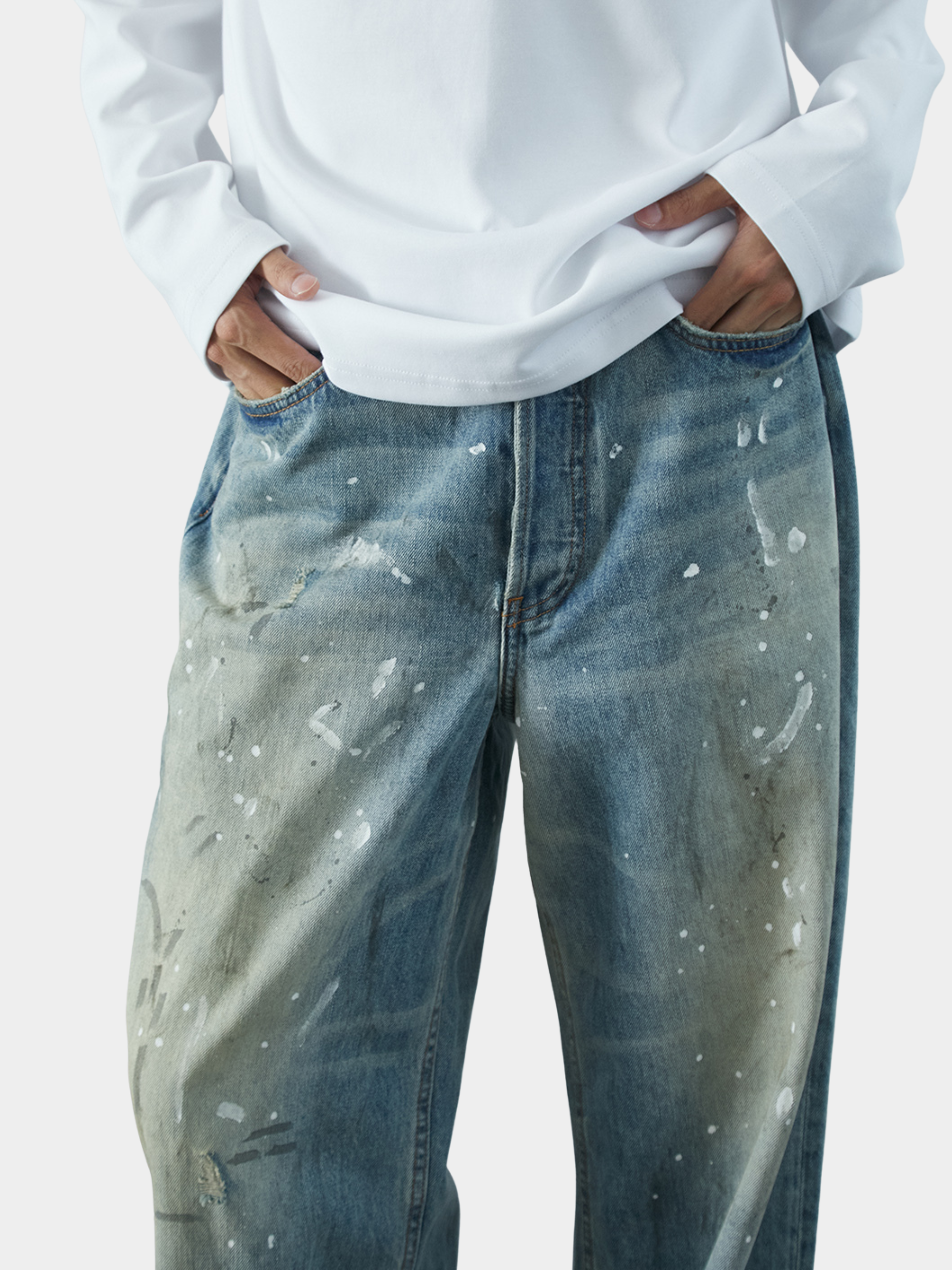 DryClip - Men's Paint-Splatter Distressed Denim Jeans