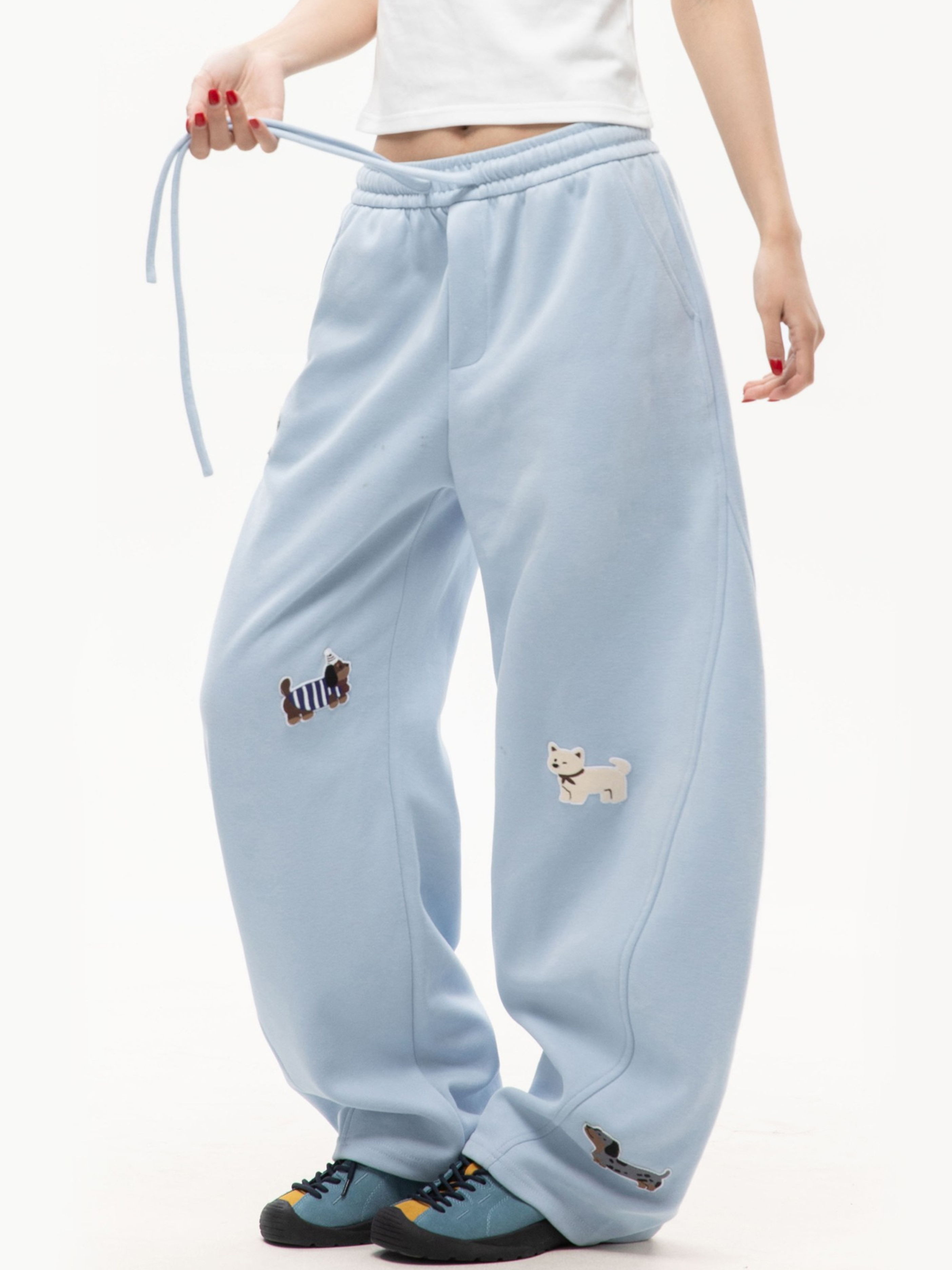 FrostView - Women's Dachshund Patch Embroidery Straight Leg Pants