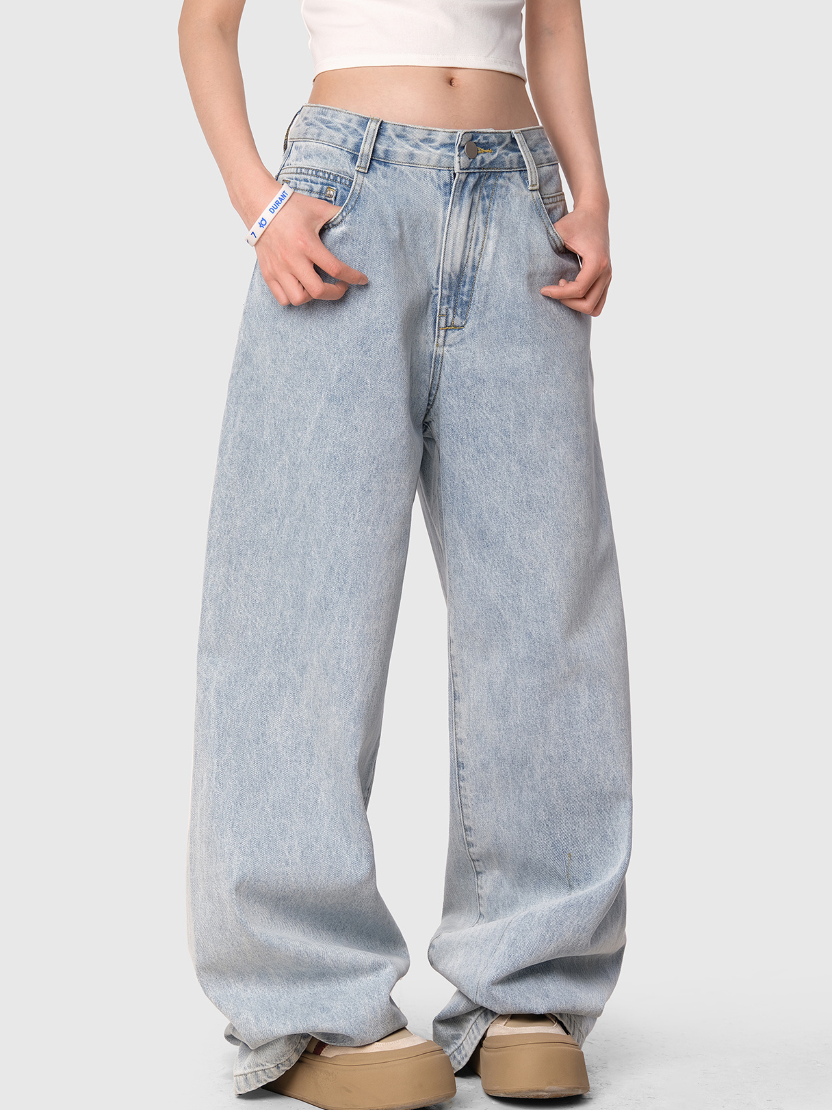 Frostborn - Women's Straight Washed Floor-Length Jeans