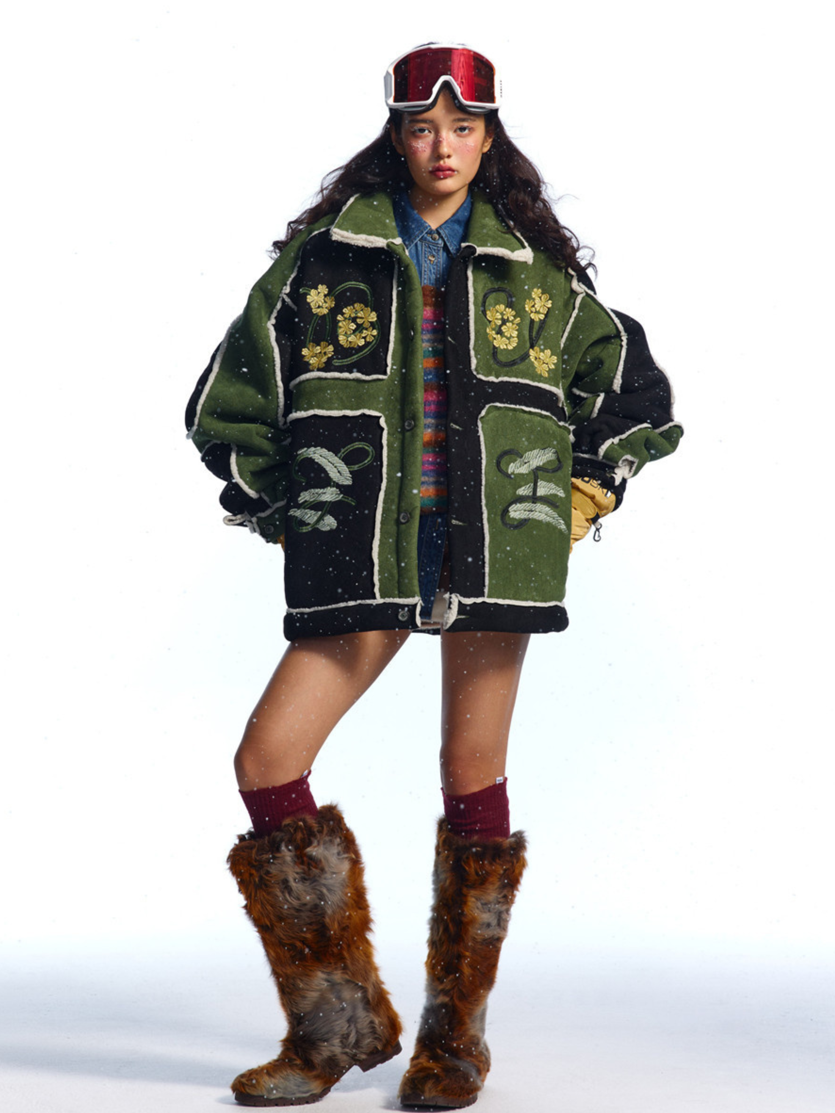 Boulderlight - Women's Floral Embroidered Sherpa Patchwork Jacket