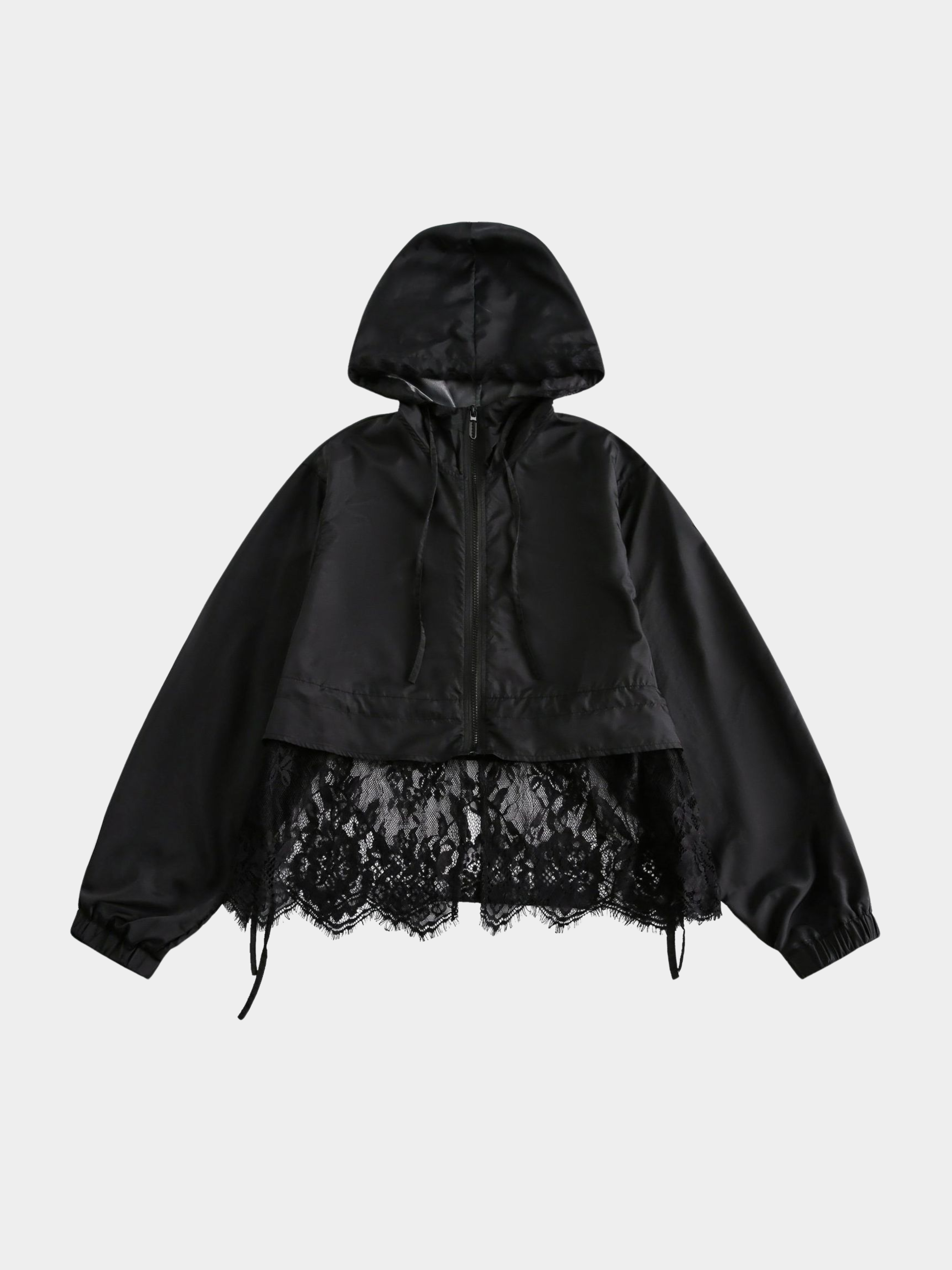 MesaTop - Women's UPF50+ Lace Panel Drawstring Cropped Sun Protection Jacket