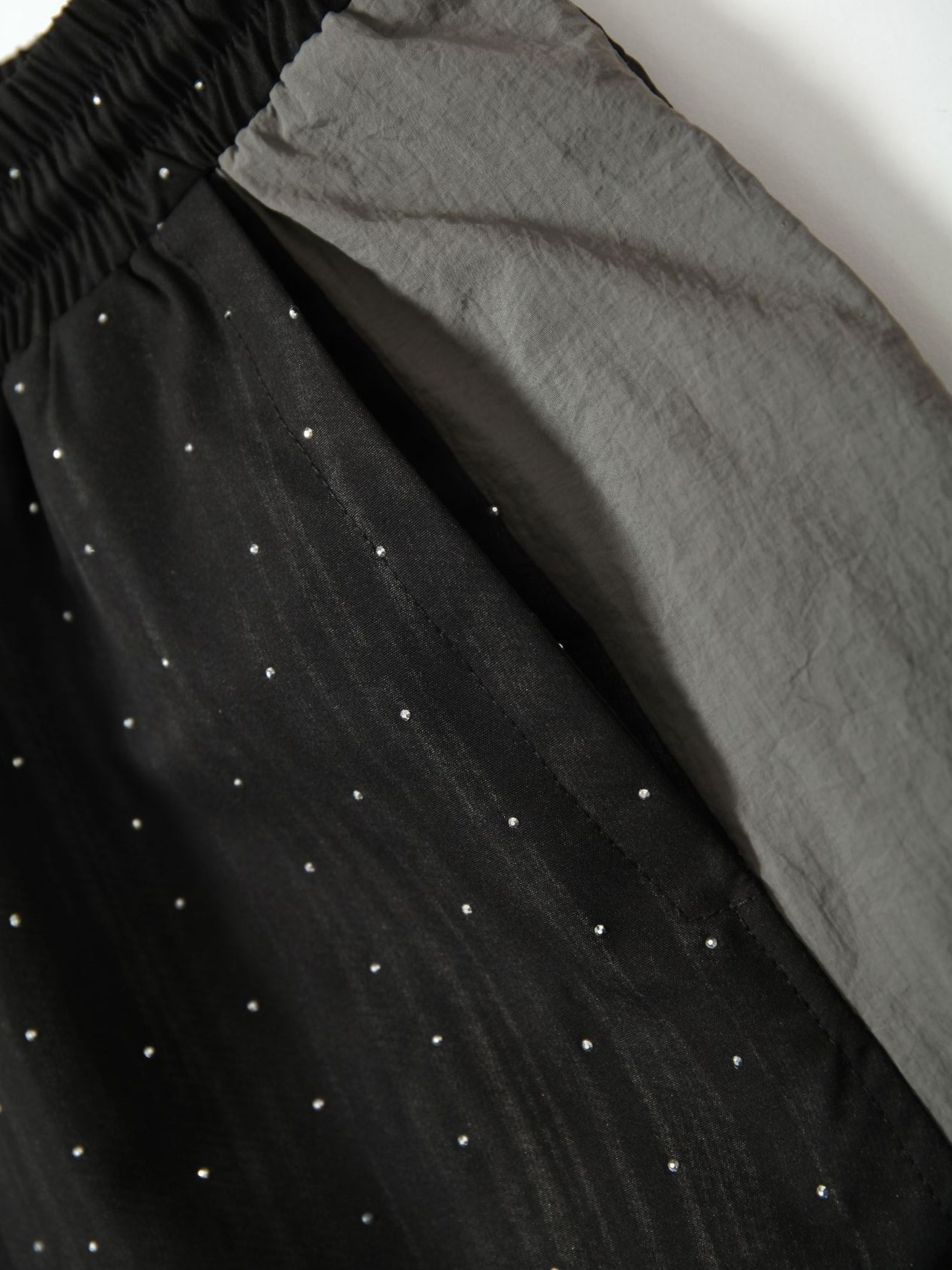FoxGo - Unisex High Street Colorblock Rhinestone Satin Track Pants