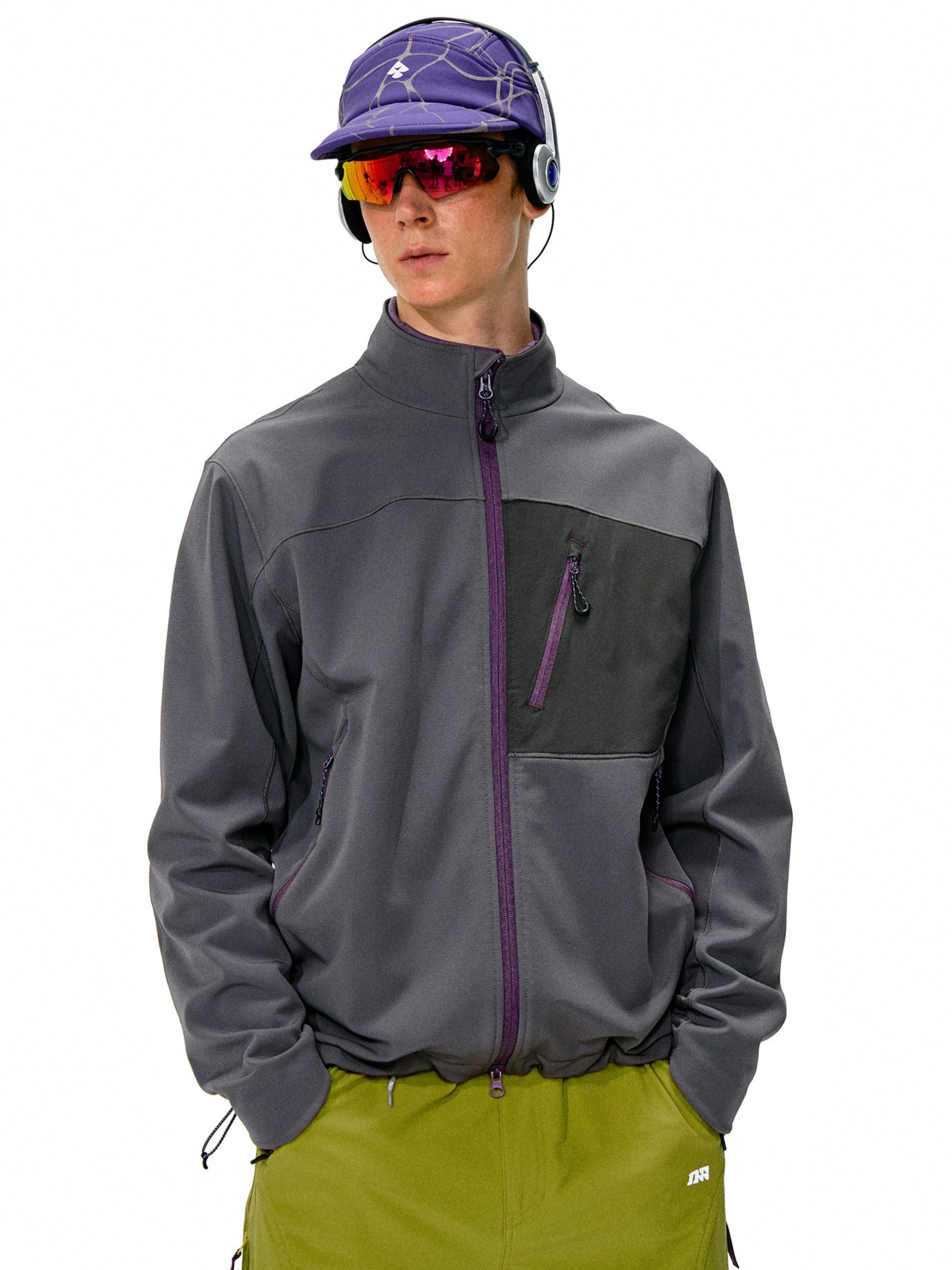 Driftcore - Unisex Colorblock Zip-Up Stand Collar Jacket