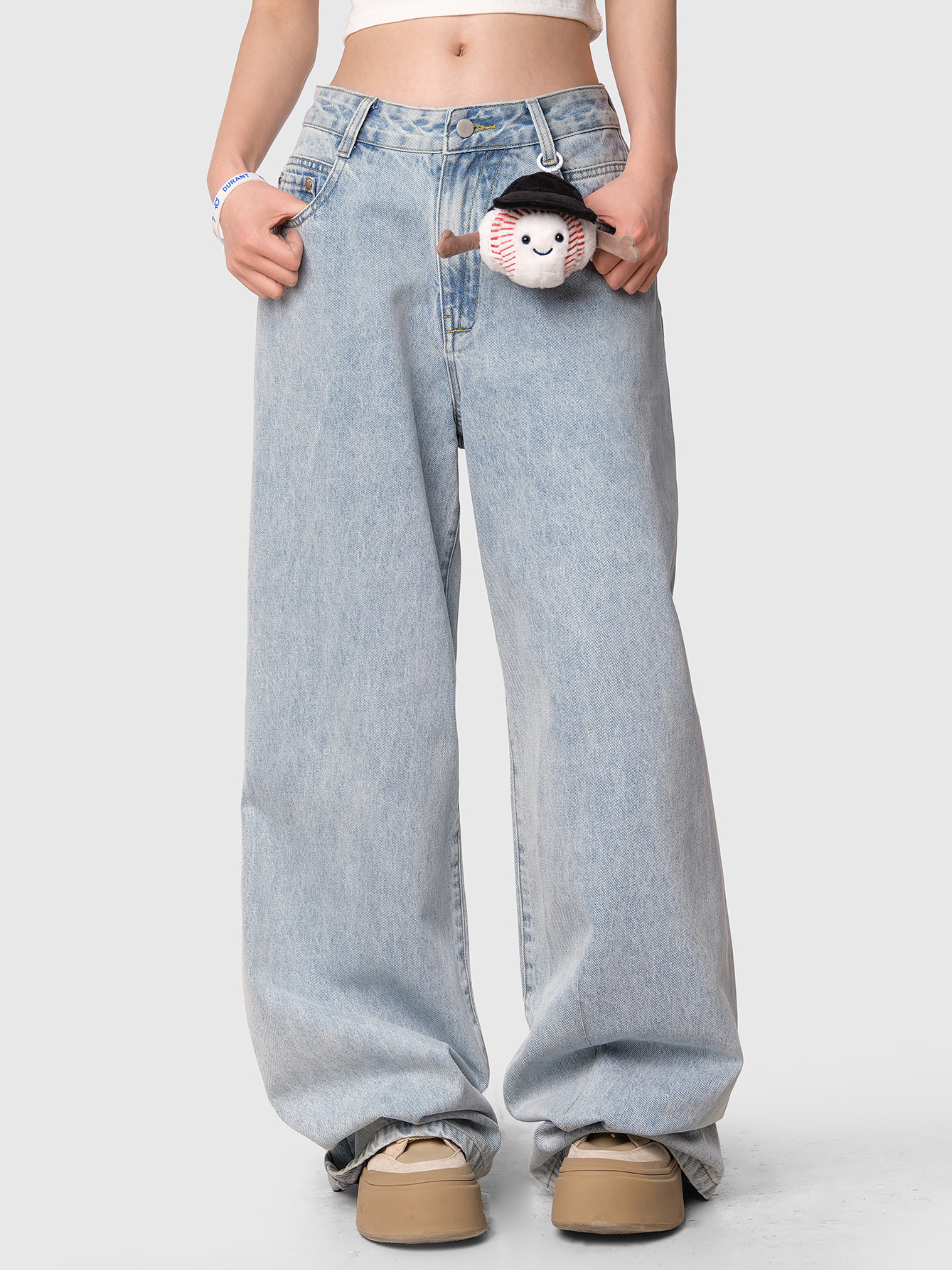 Frostborn - Women's Straight Washed Floor-Length Jeans