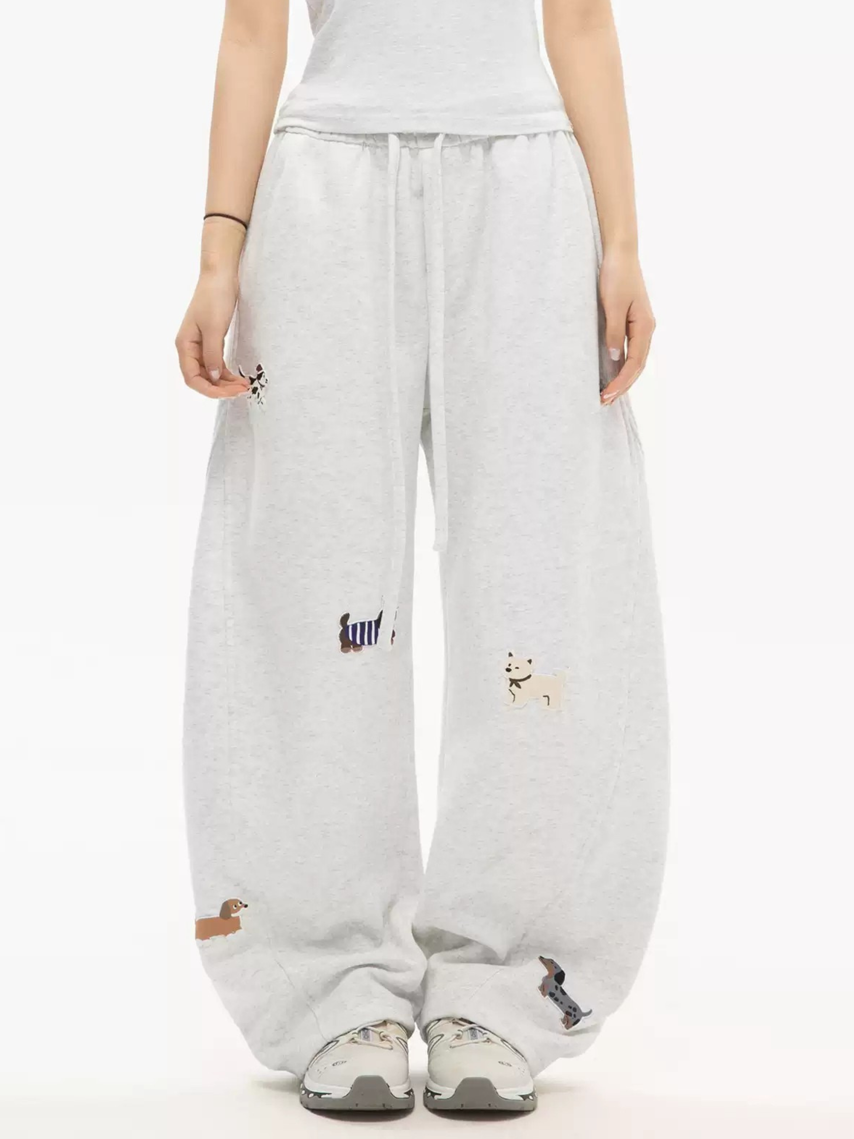 FrostView - Women's Dachshund Patch Embroidery Straight Leg Pants