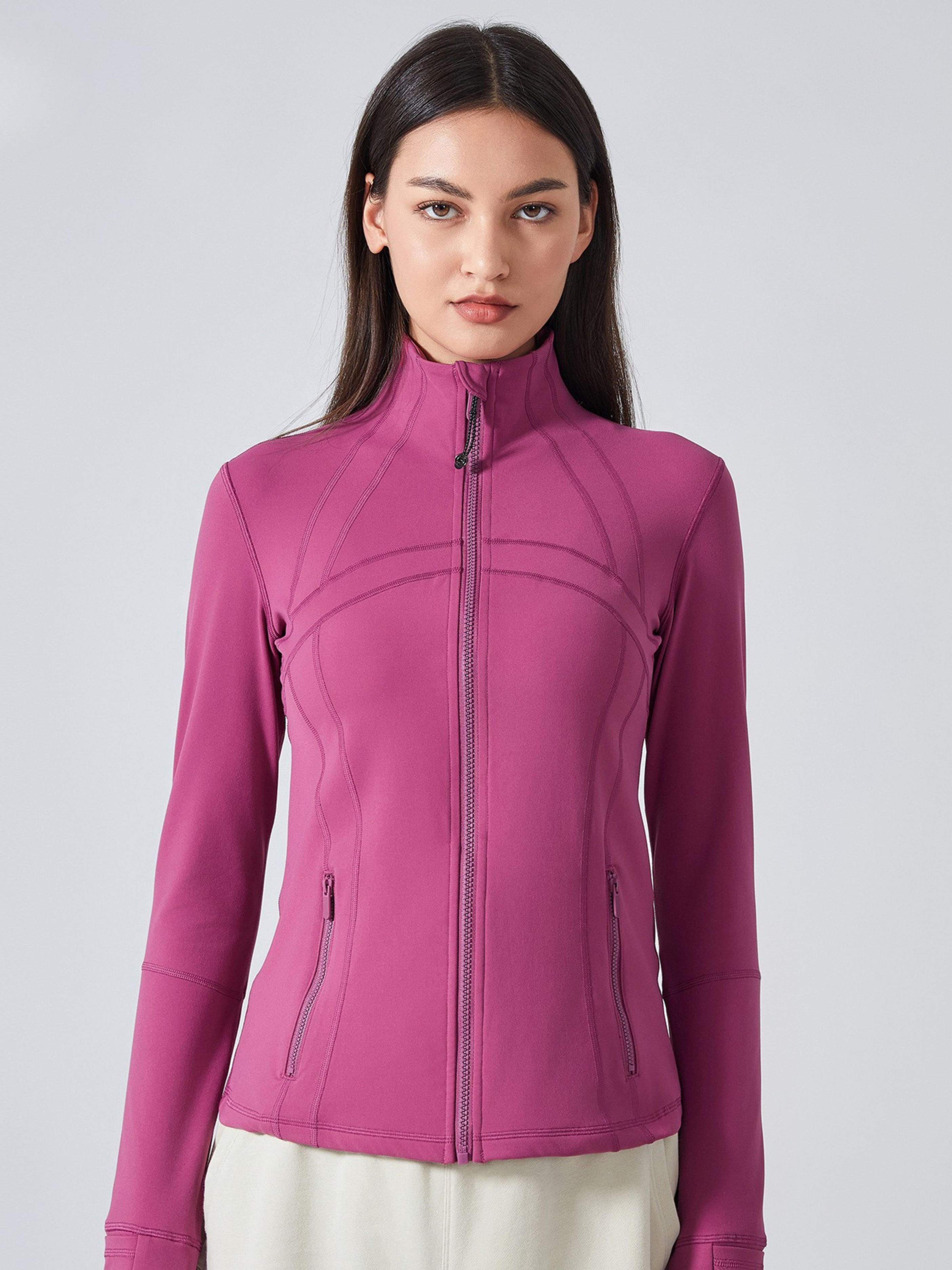 MesaPeak - Women's Fleece-Lined Slim-Fit Yoga Jacket with Thumbholes