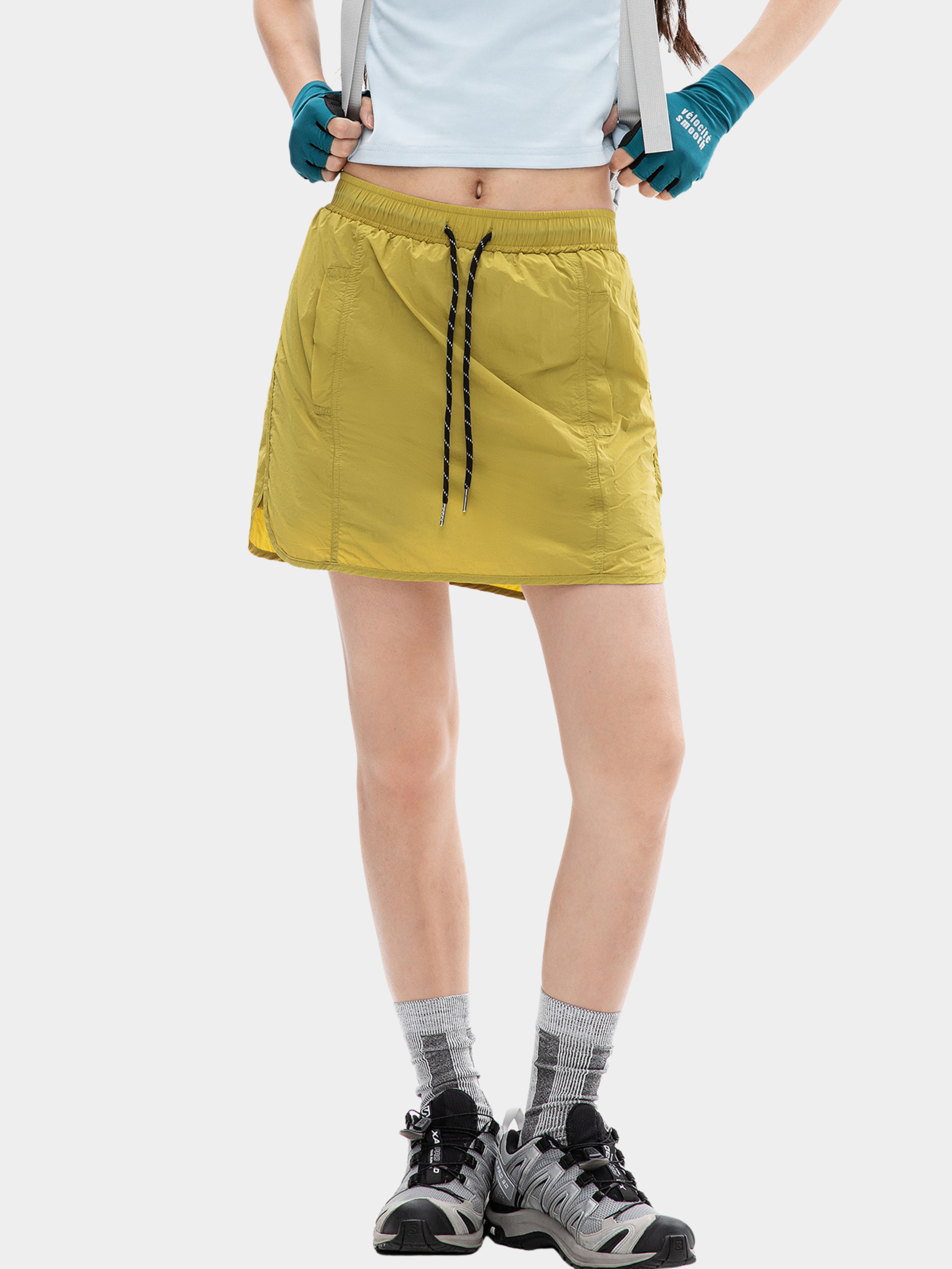 EchoPeak - Women's Utility Slit A-Line Mini Built-in Lining Skirt