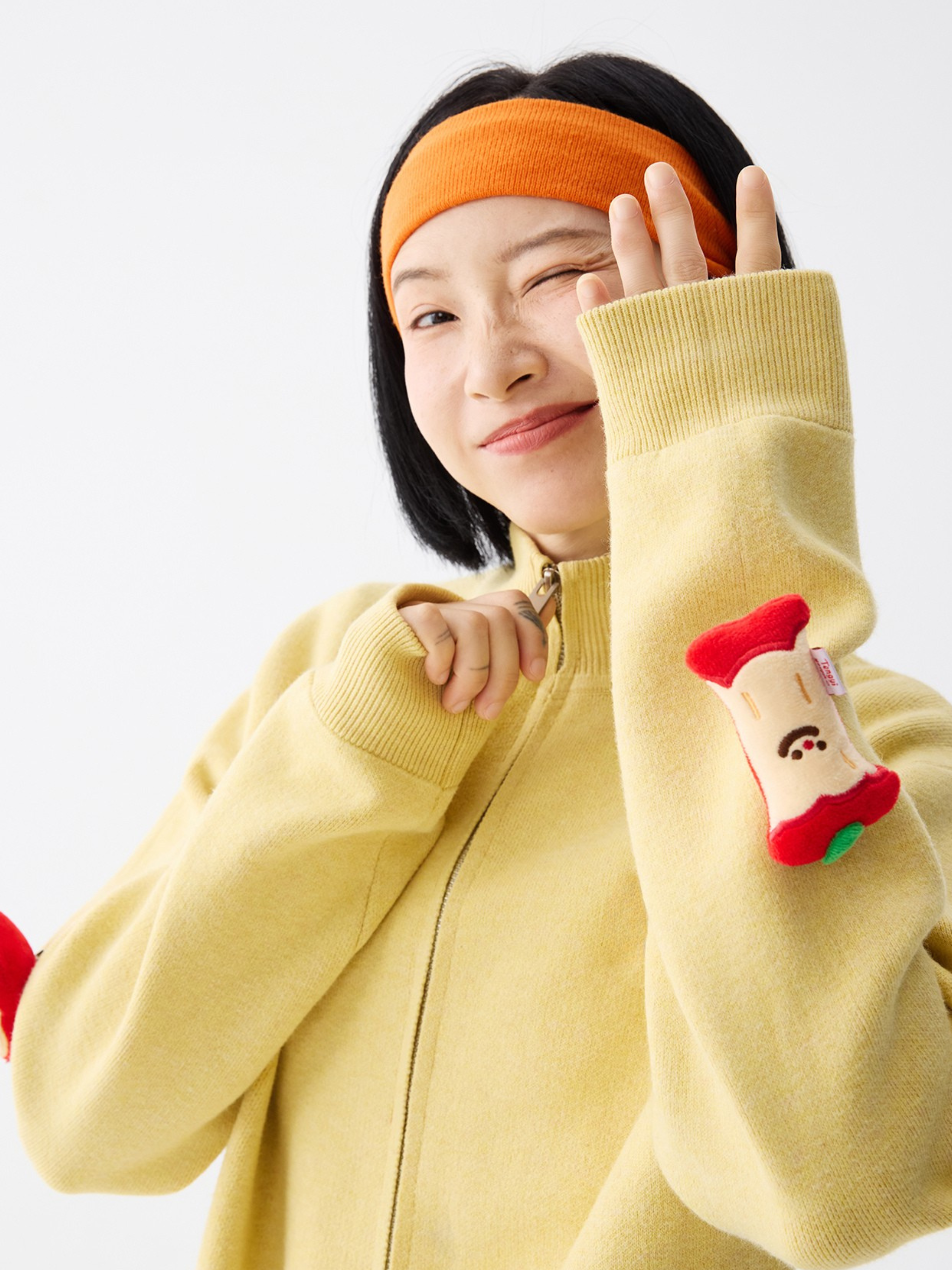 Eagletrail - Unisex Detachable Apple Doll Stand-Collar Knit Cardigan