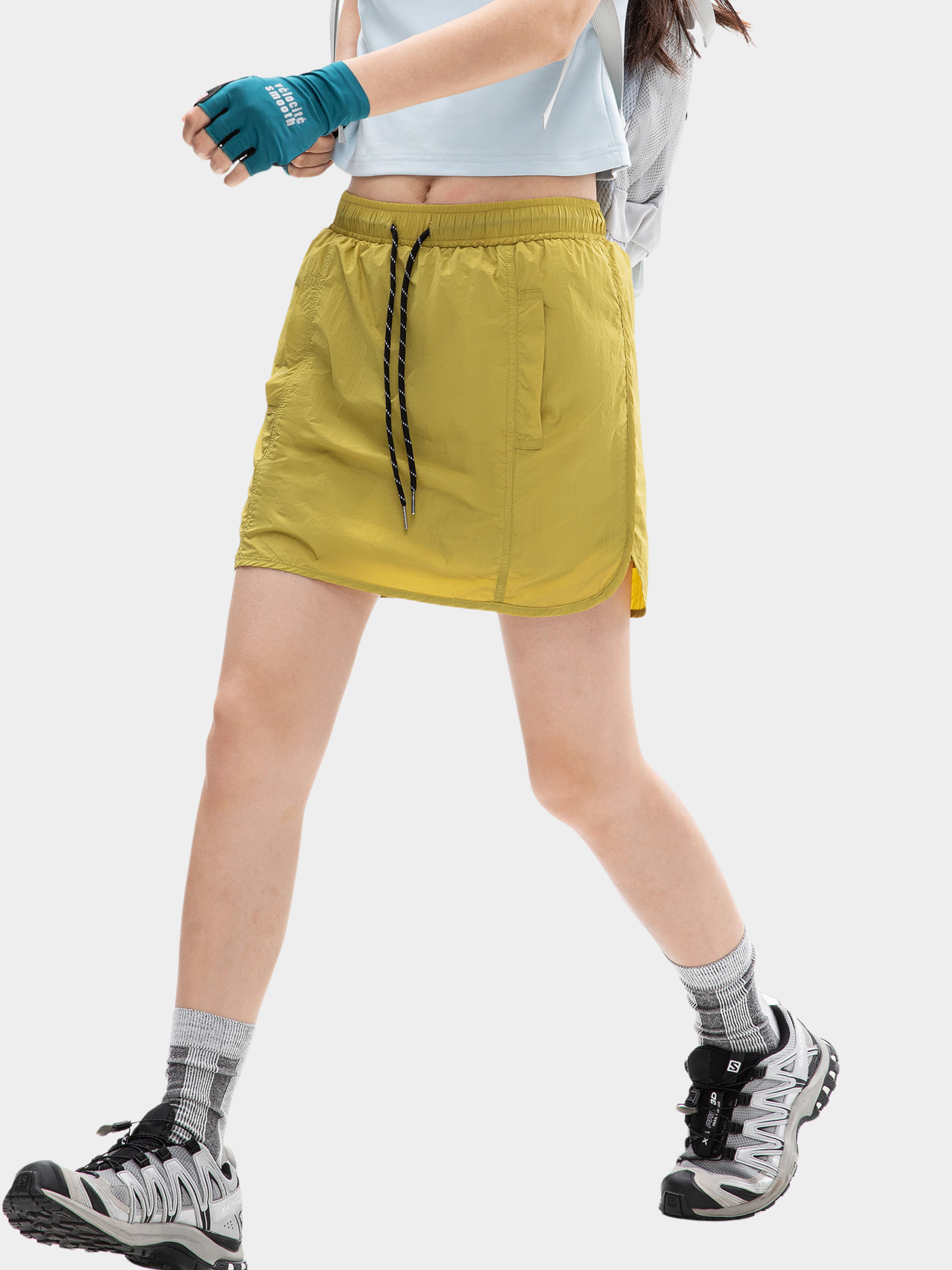EchoPeak - Women's Utility Slit A-Line Mini Built-in Lining Skirt