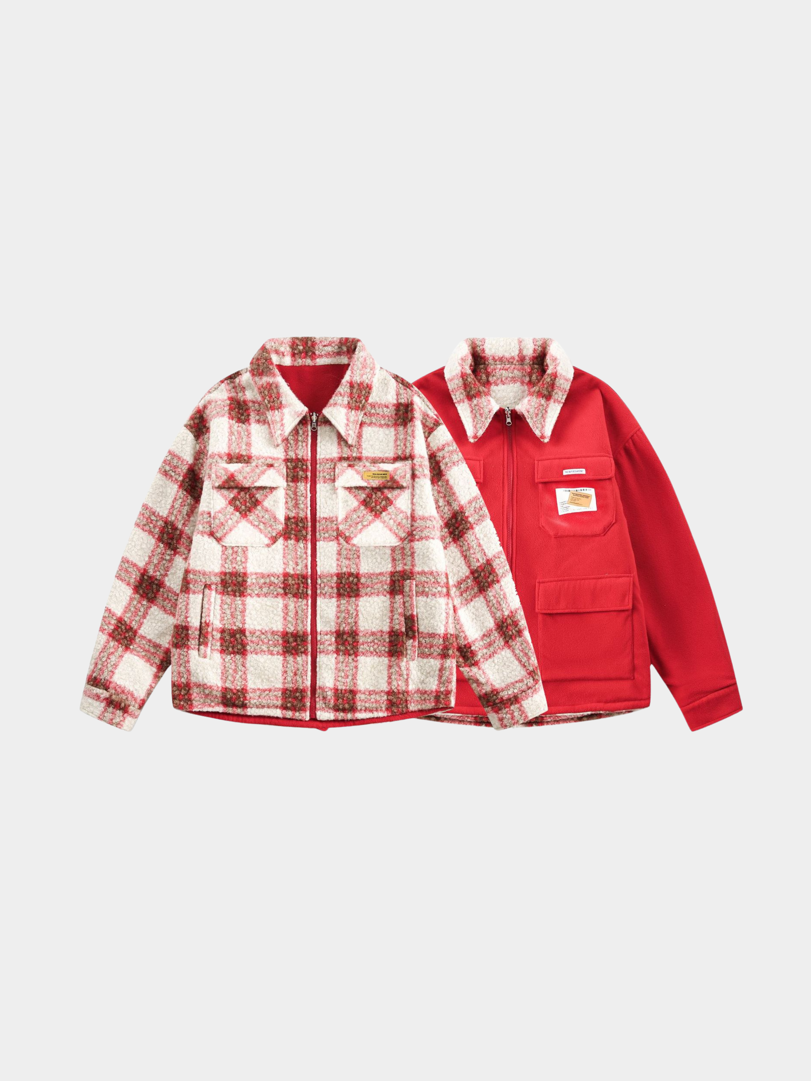 BluffScope - Women's Plaid & Fleece Reversible Sherpa Winter Jacket