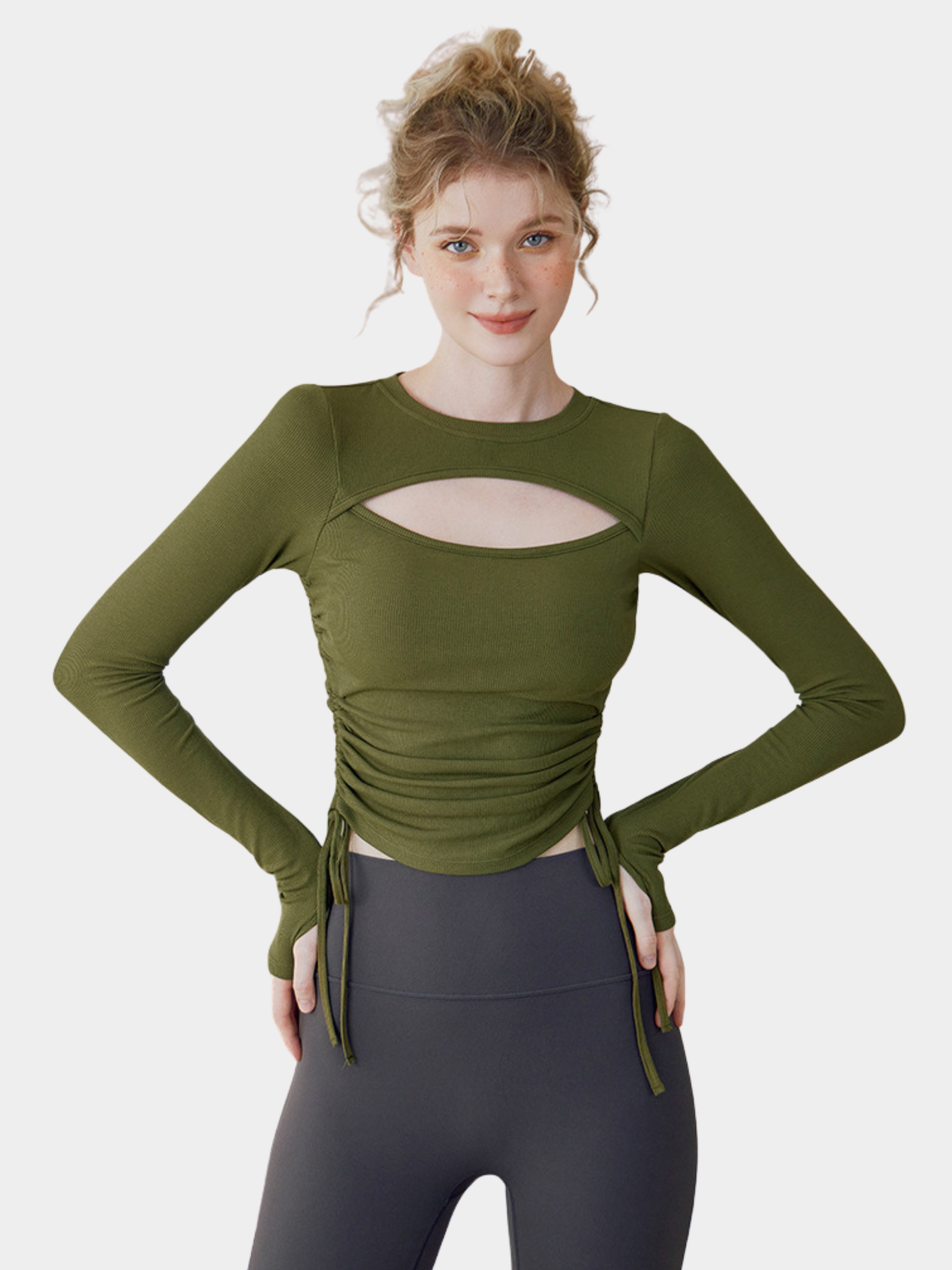 Ashbluff - Women's Hollow-Out Knit Built-In Bra Pads Base Layer Top