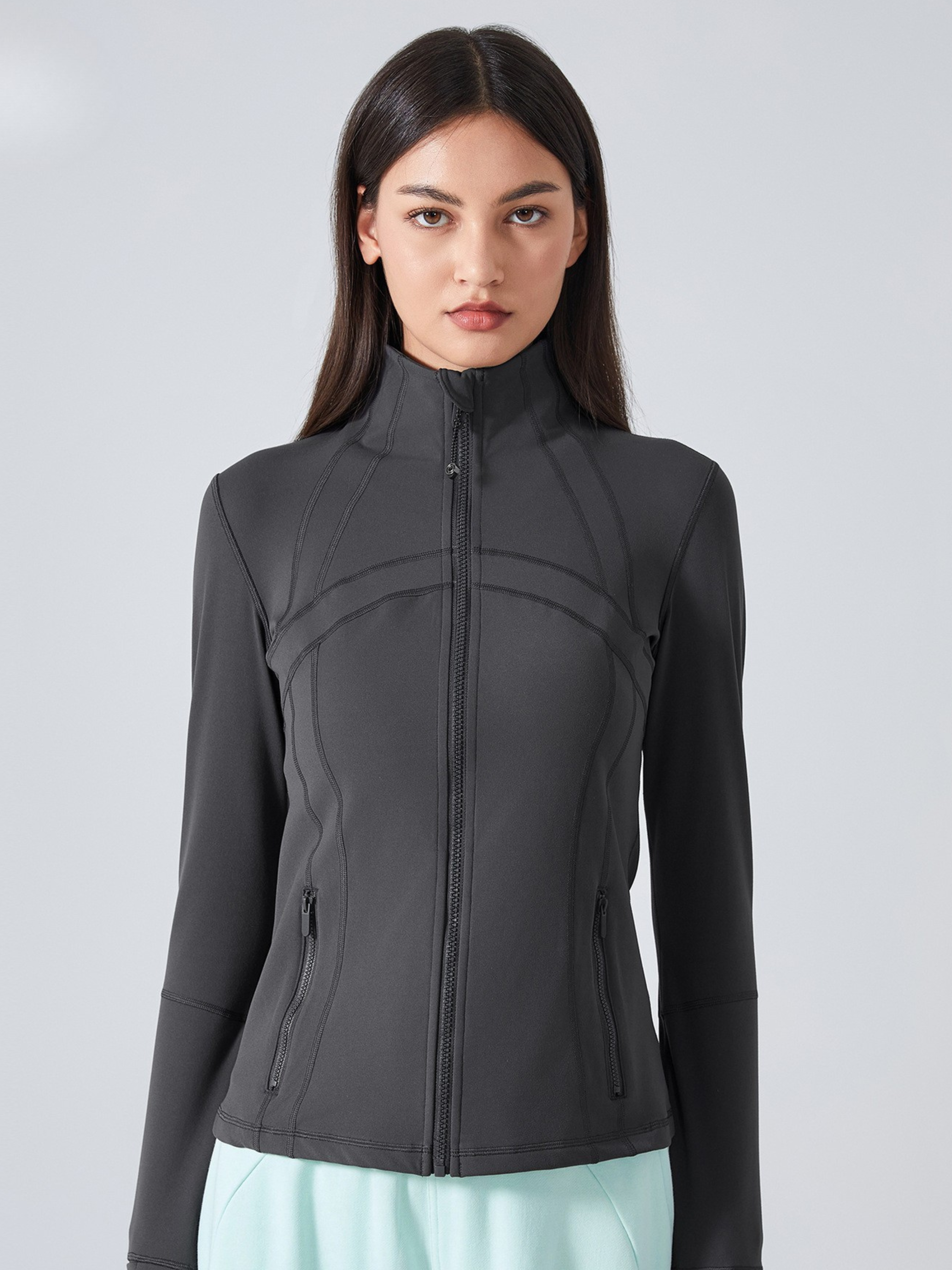 MesaPeak - Women's Fleece-Lined Slim-Fit Yoga Jacket with Thumbholes