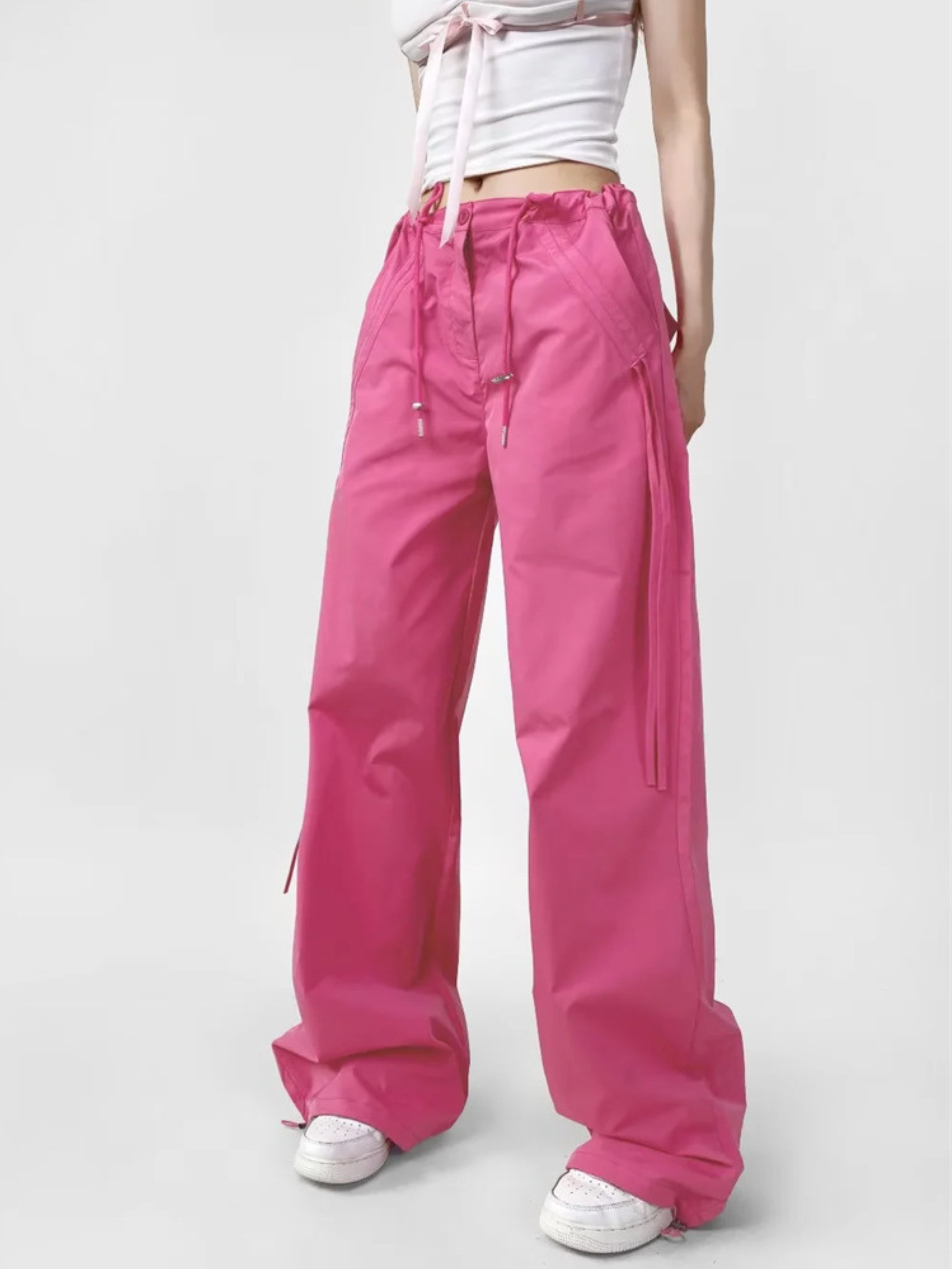 ThornPath - Women's Drawstring Tie Double-Pocket Loose-Fit Pants