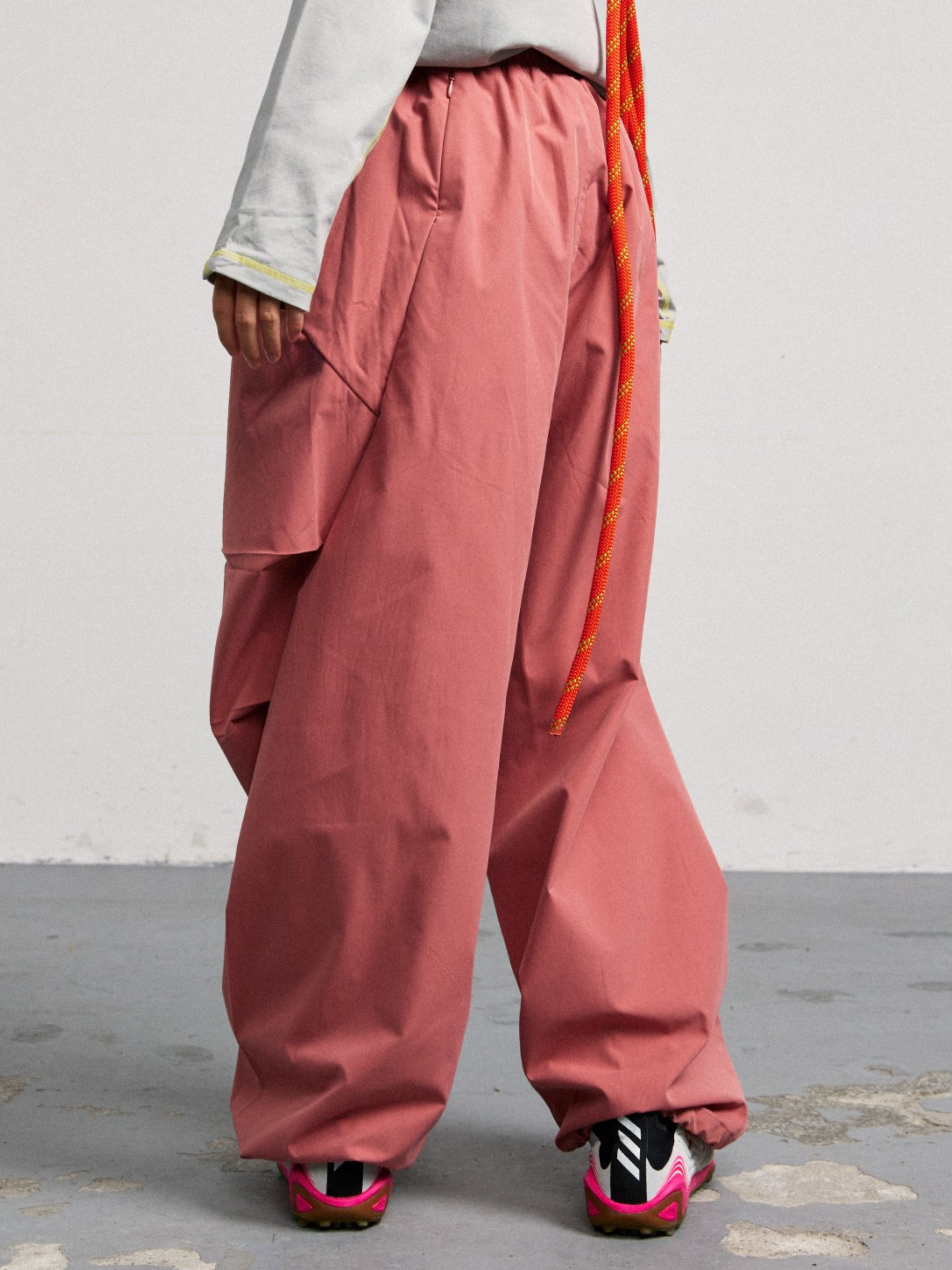 Echofall - Unisex Dopamine-Toned Curved Utility Pants with Hidden Pockets