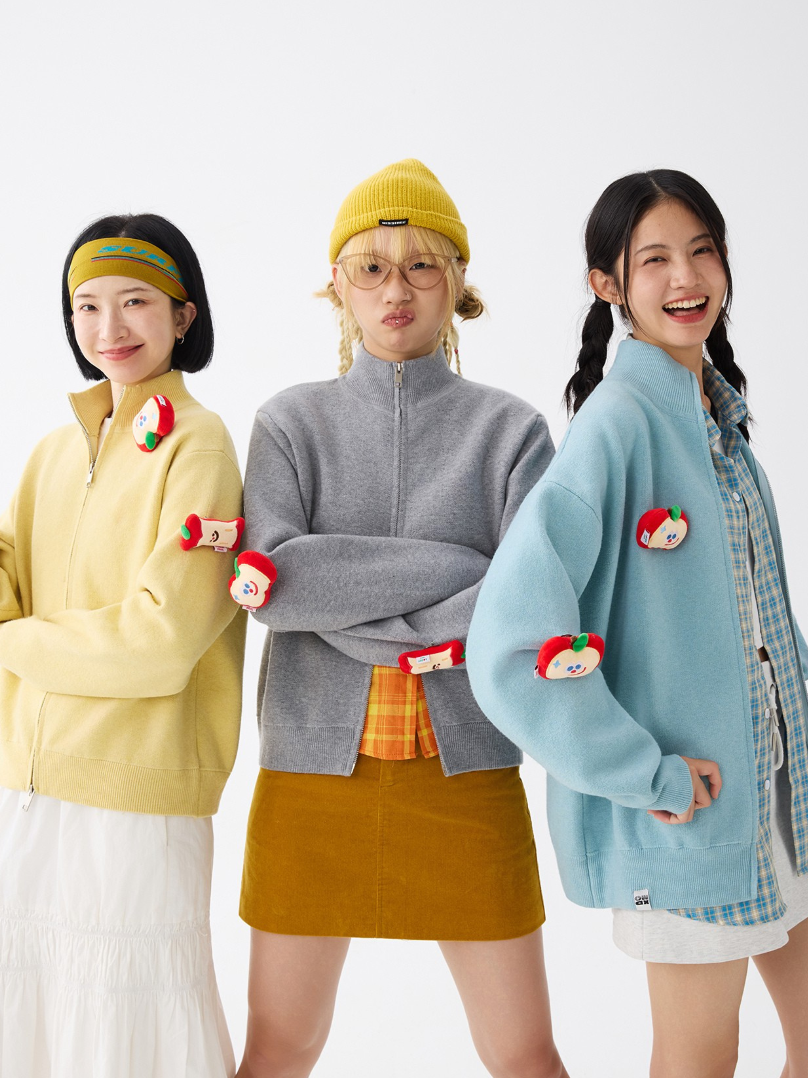 Eagletrail - Unisex Detachable Apple Doll Stand-Collar Knit Cardigan