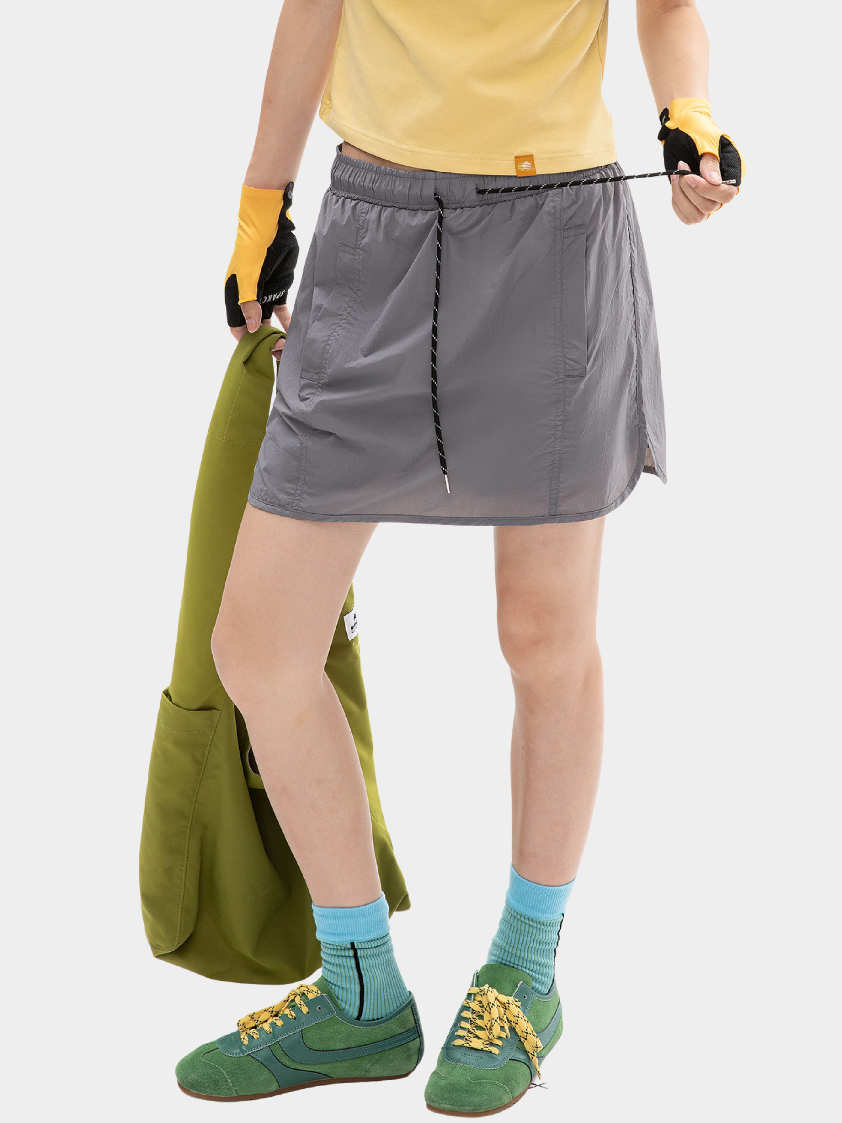 EchoPeak - Women's Utility Slit A-Line Mini Built-in Lining Skirt