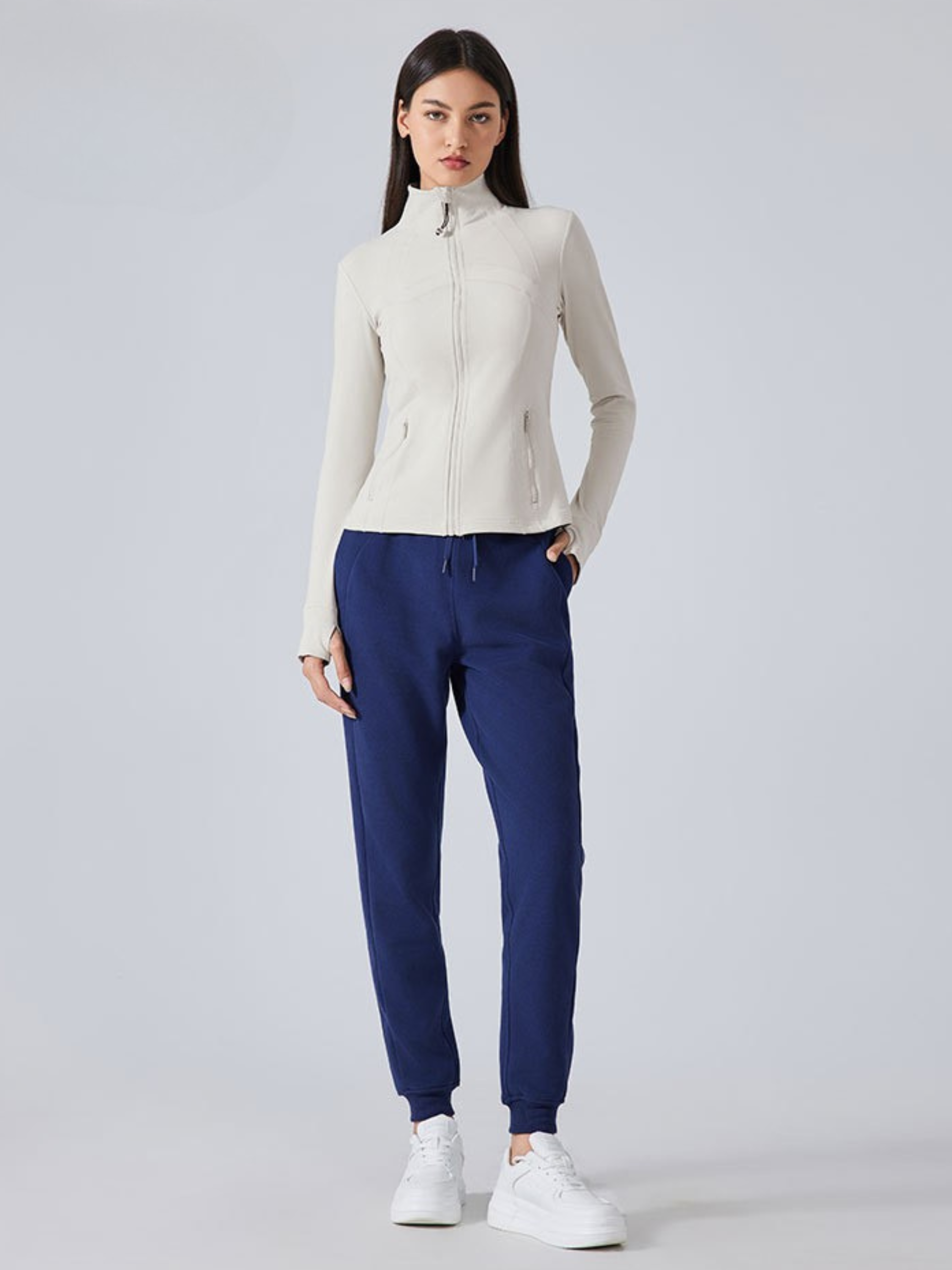 MesaPeak - Women's Fleece-Lined Slim-Fit Yoga Jacket with Thumbholes