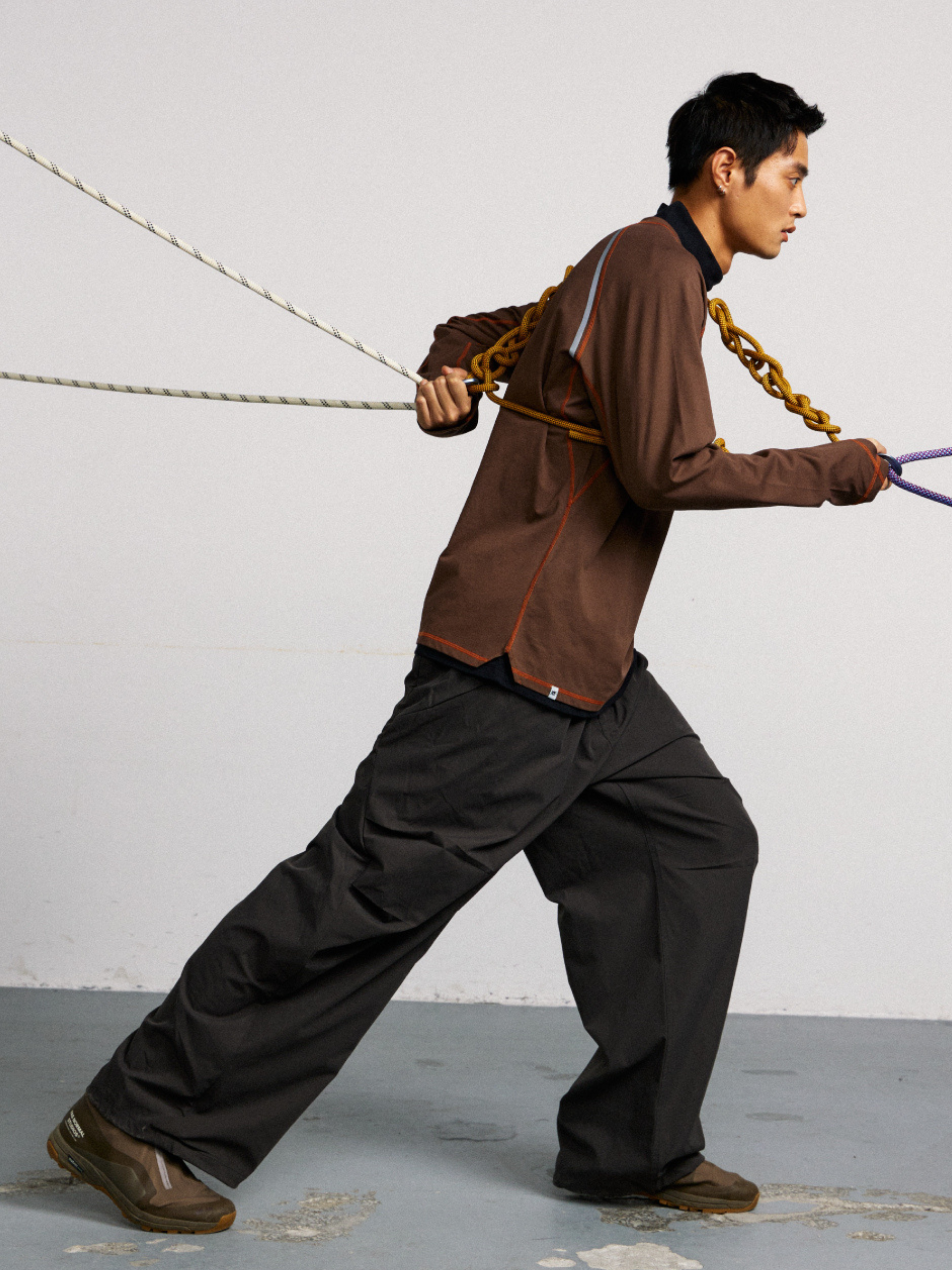 Echofall - Unisex Dopamine-Toned Curved Utility Pants with Hidden Pockets