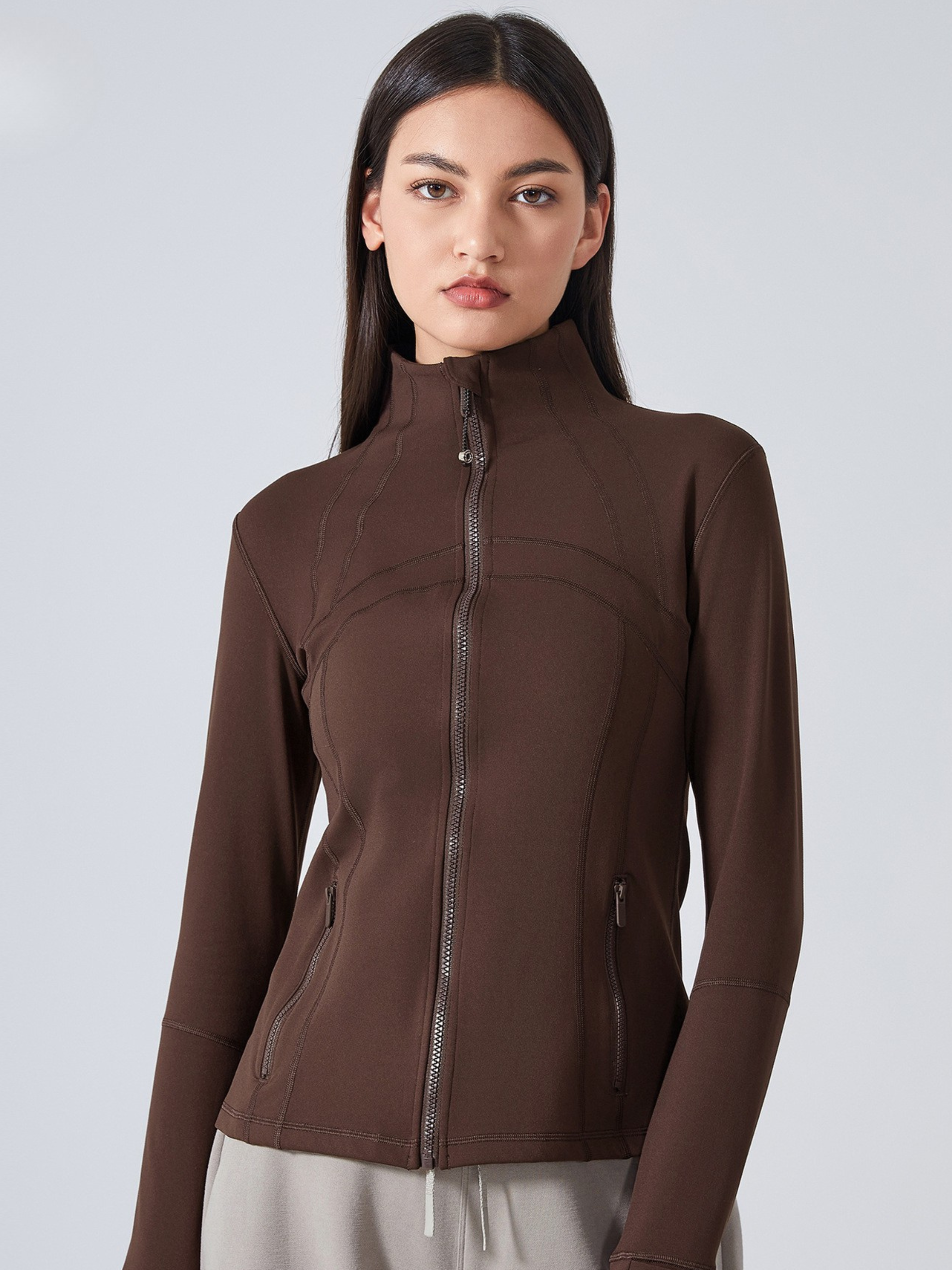 MesaPeak - Women's Fleece-Lined Slim-Fit Yoga Jacket with Thumbholes