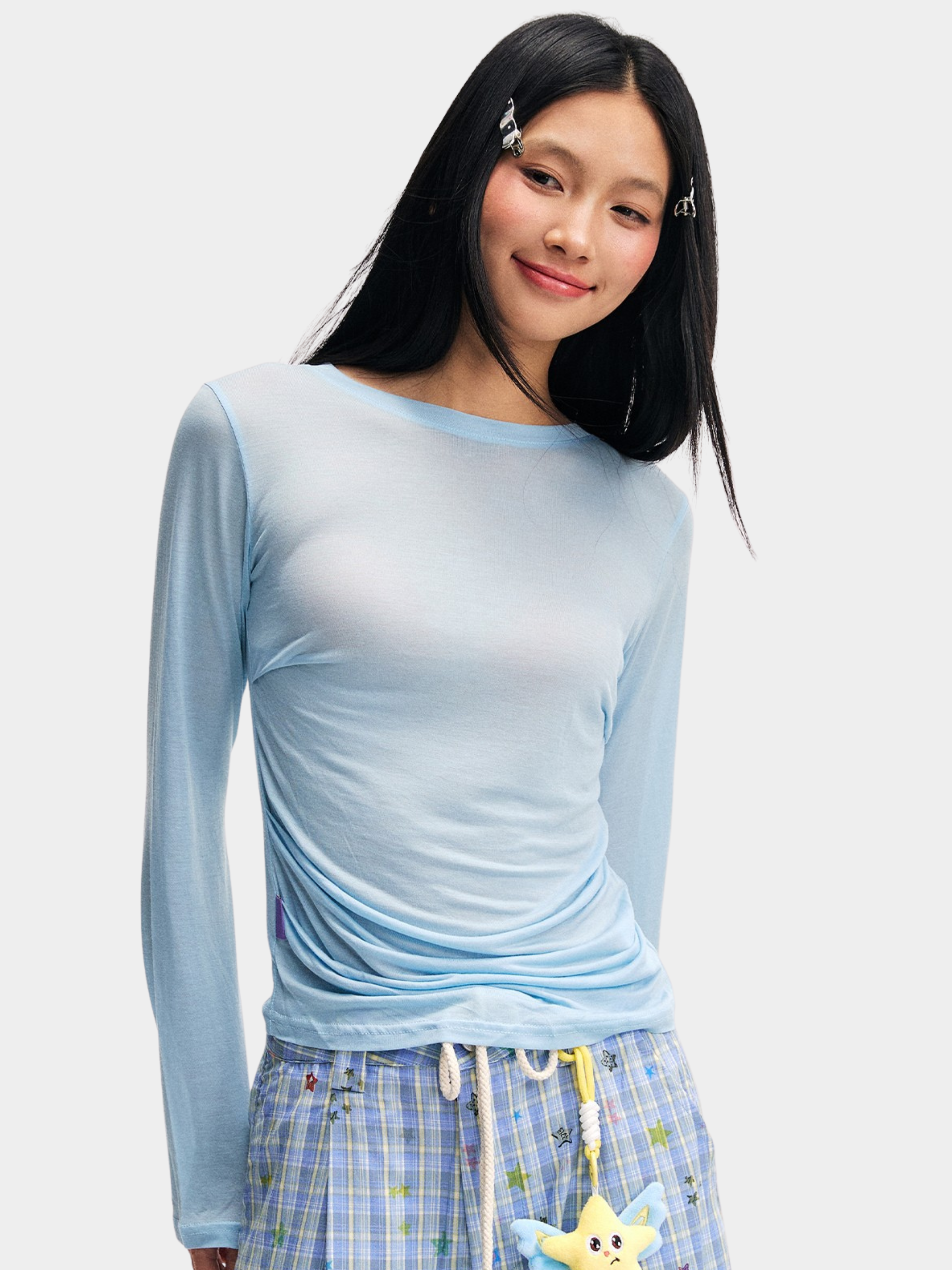 Ashbase - Women's Lightweight Lyocell Star Print Long Sleeve Top