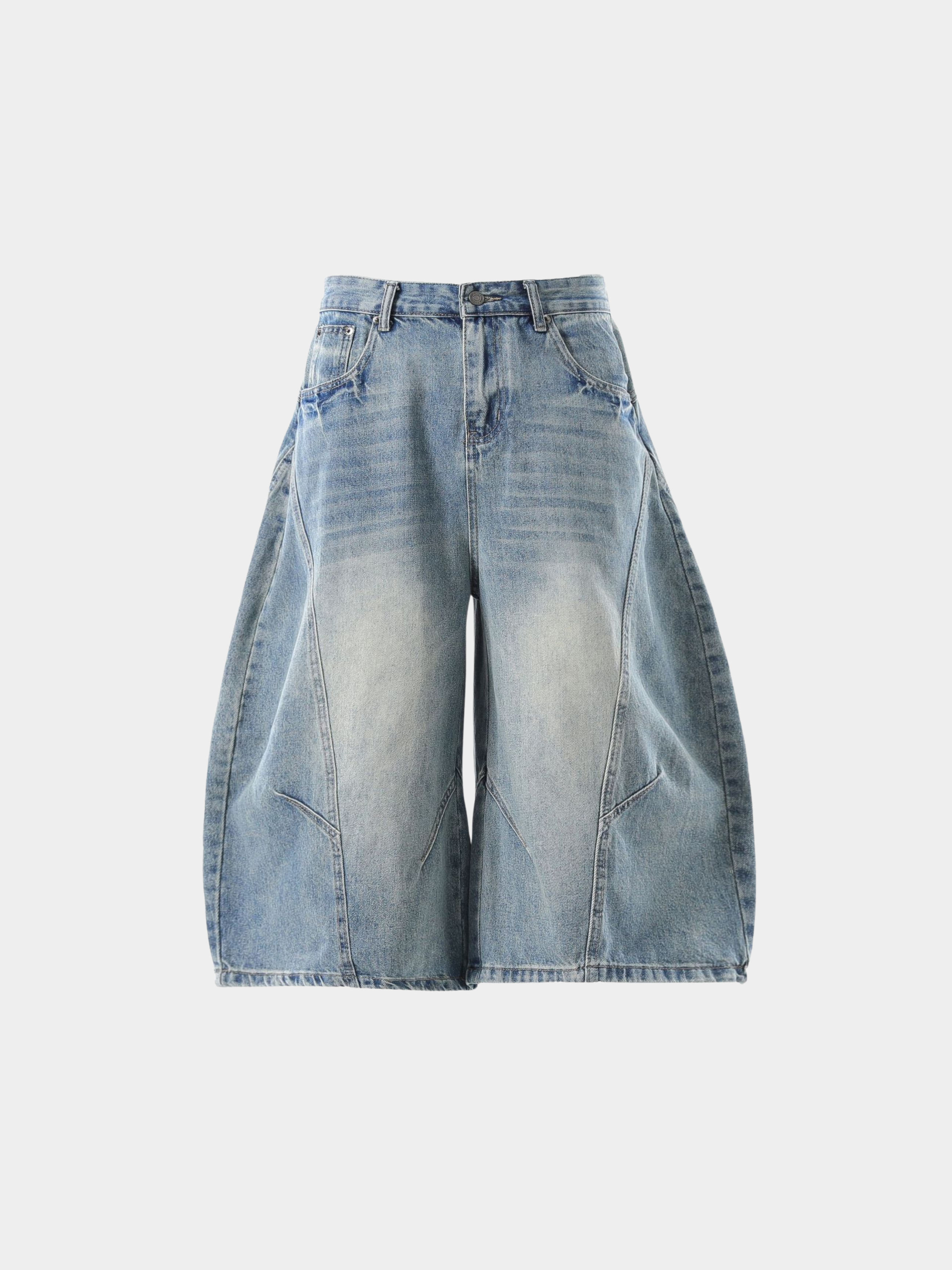 BaseTent - Men's Curved Wide-Leg 7/8 Denim Pants