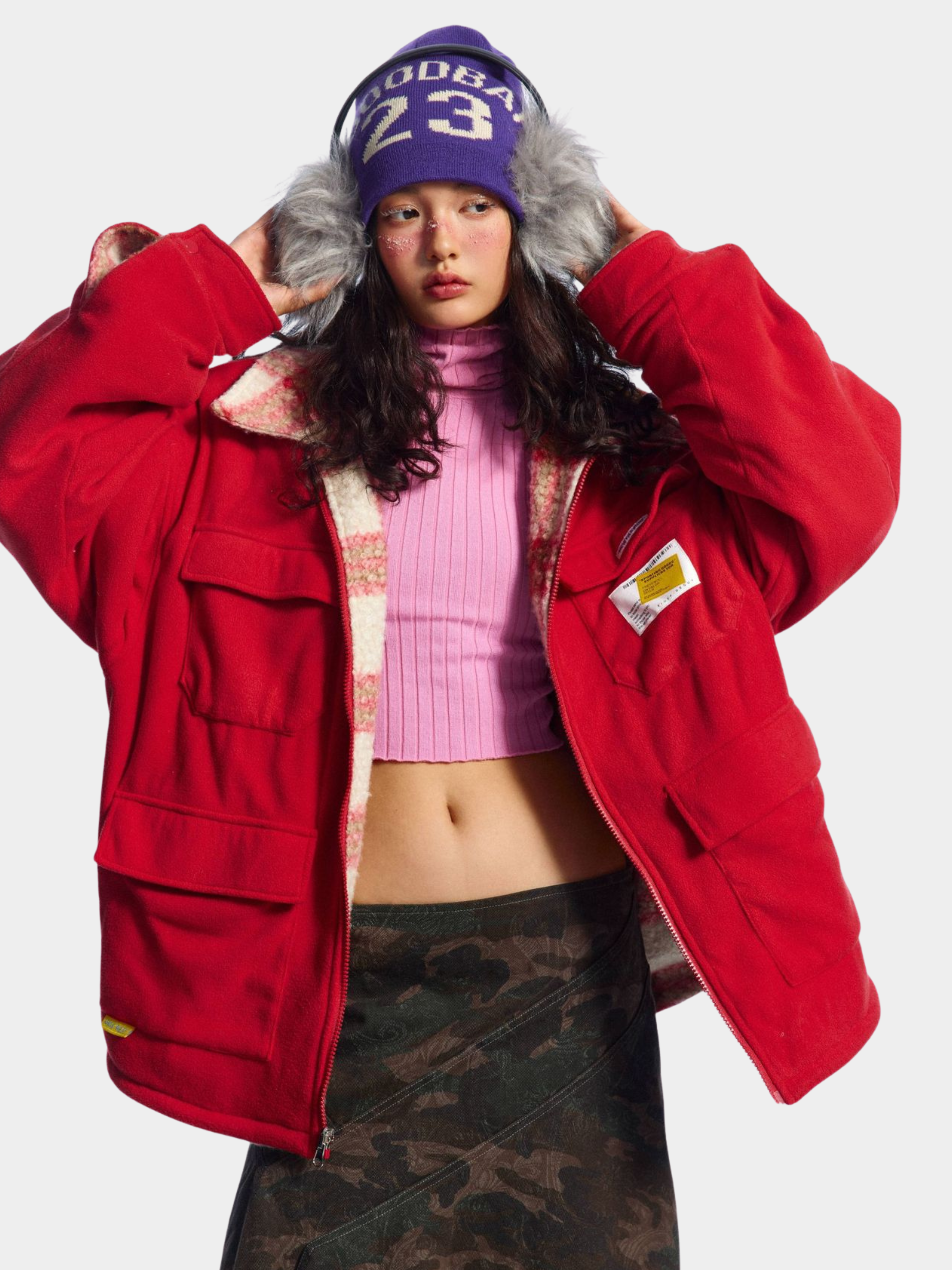 BluffScope - Women's Plaid & Fleece Reversible Sherpa Winter Jacket