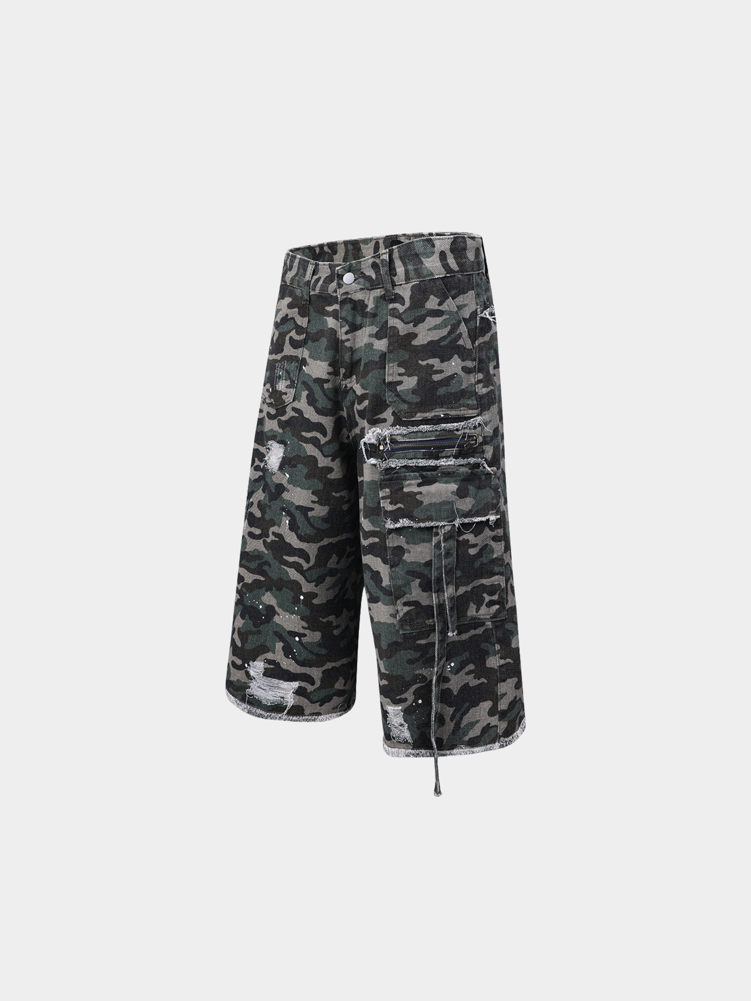Beacon -Men's Distressed Camouflage Denim Shorts