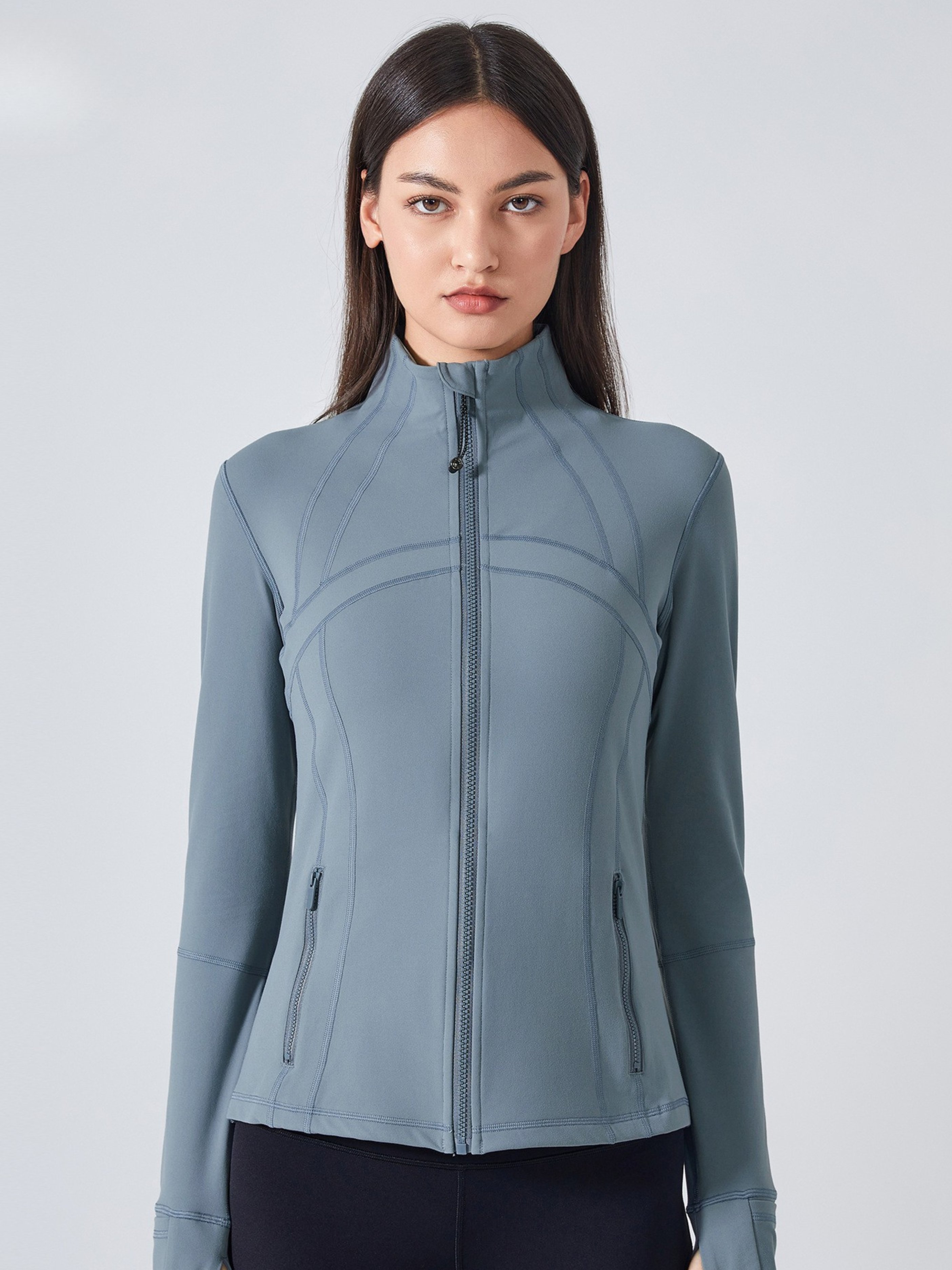 MesaPeak - Women's Fleece-Lined Slim-Fit Yoga Jacket with Thumbholes