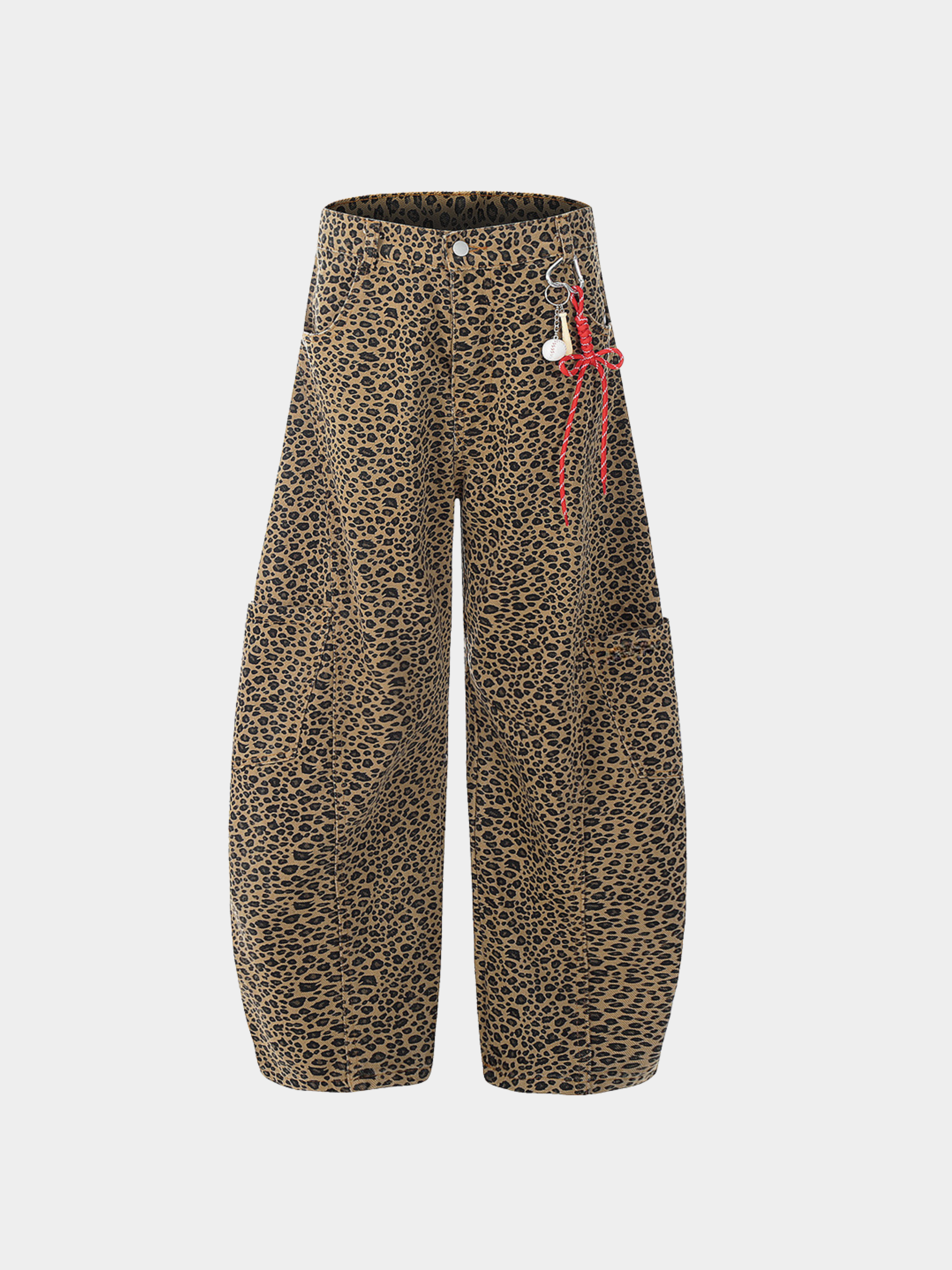 FoxCrate - Unisex Leopard Print Statement Wide-Leg Scimitar Pants