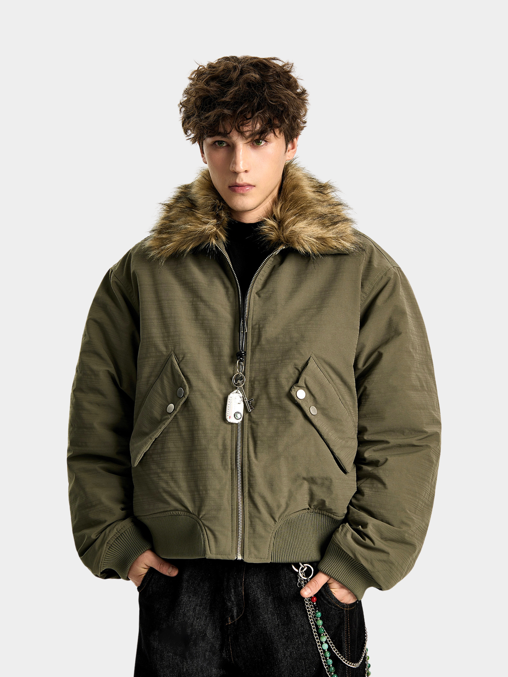 RainShell - Men's Detachable Fur Collar Bomber Jacket