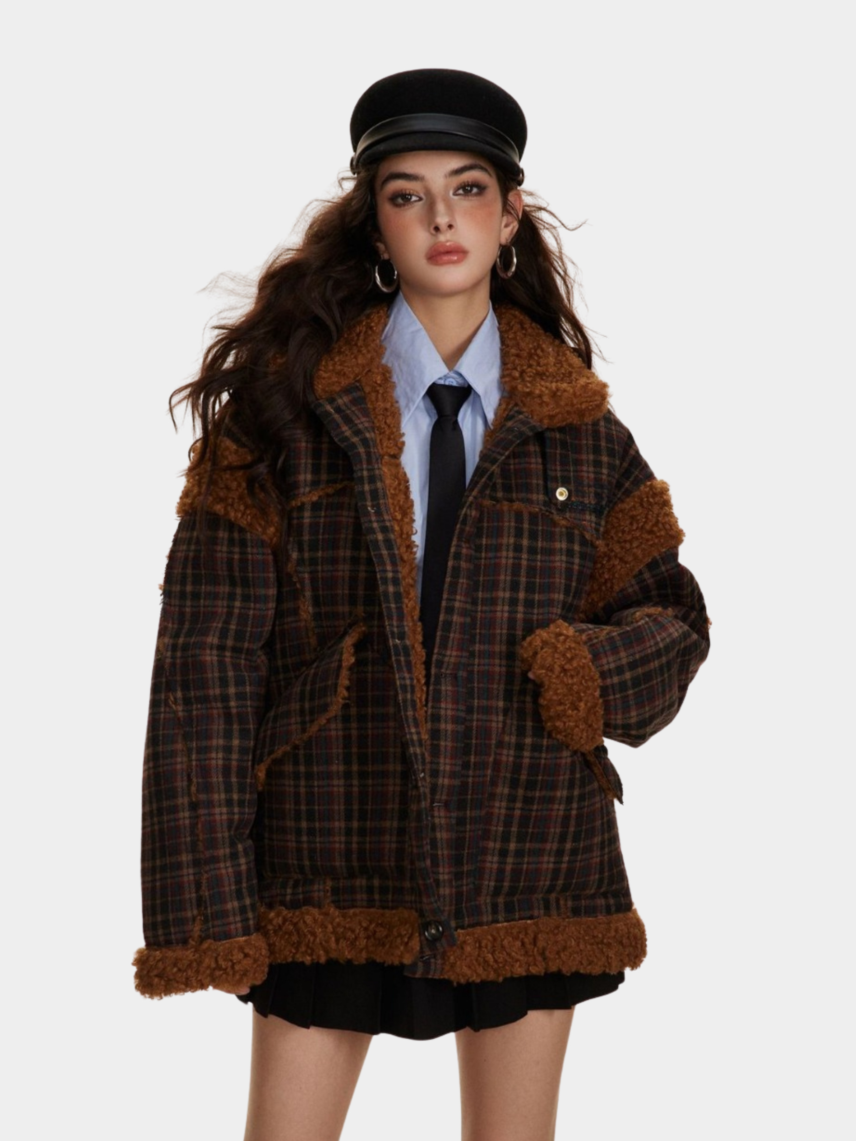 RavenCase - Women‘s Plaid Panel Sherpa-Lined Jacket
