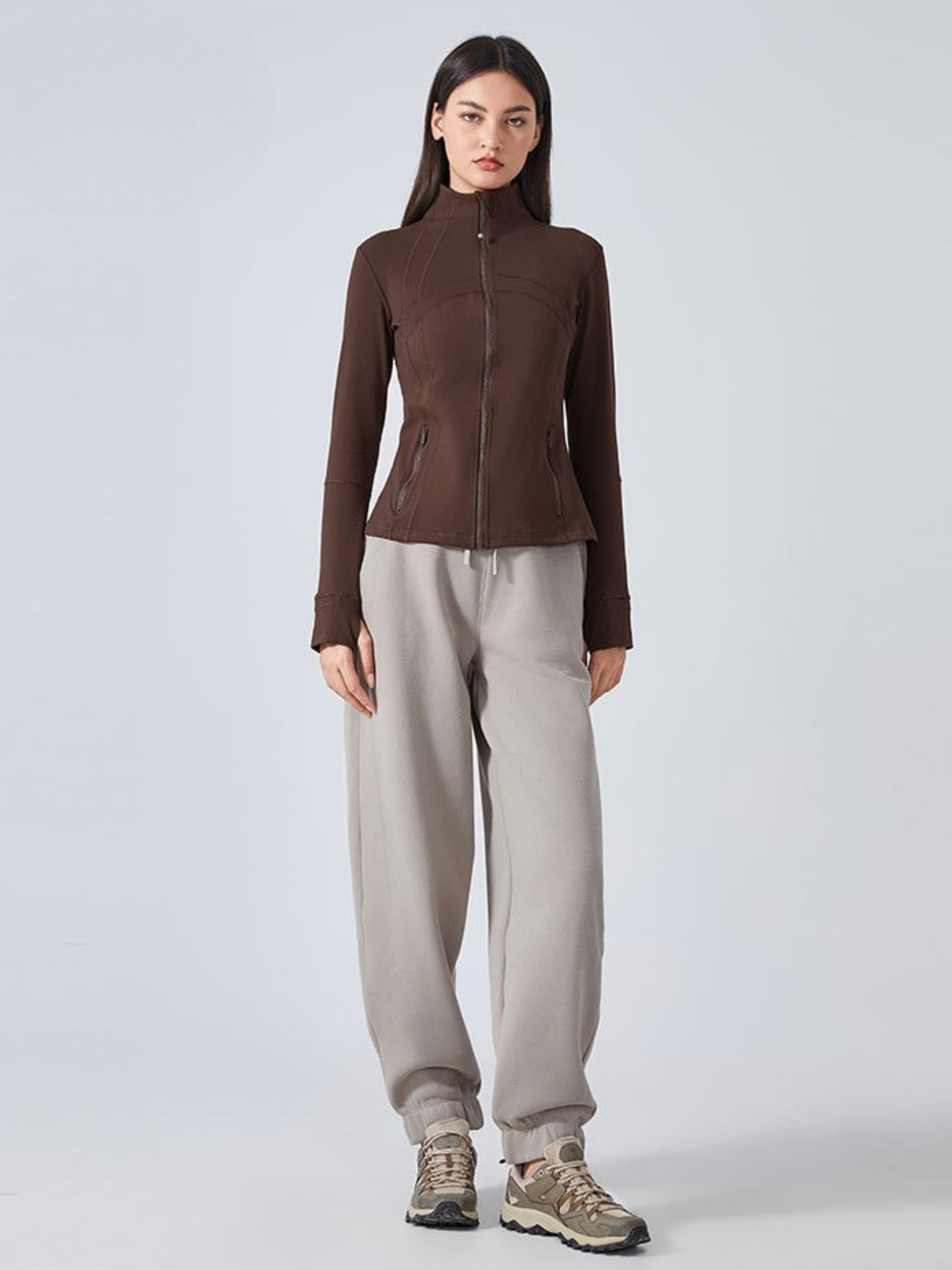 MesaPeak - Women's Fleece-Lined Slim-Fit Yoga Jacket with Thumbholes