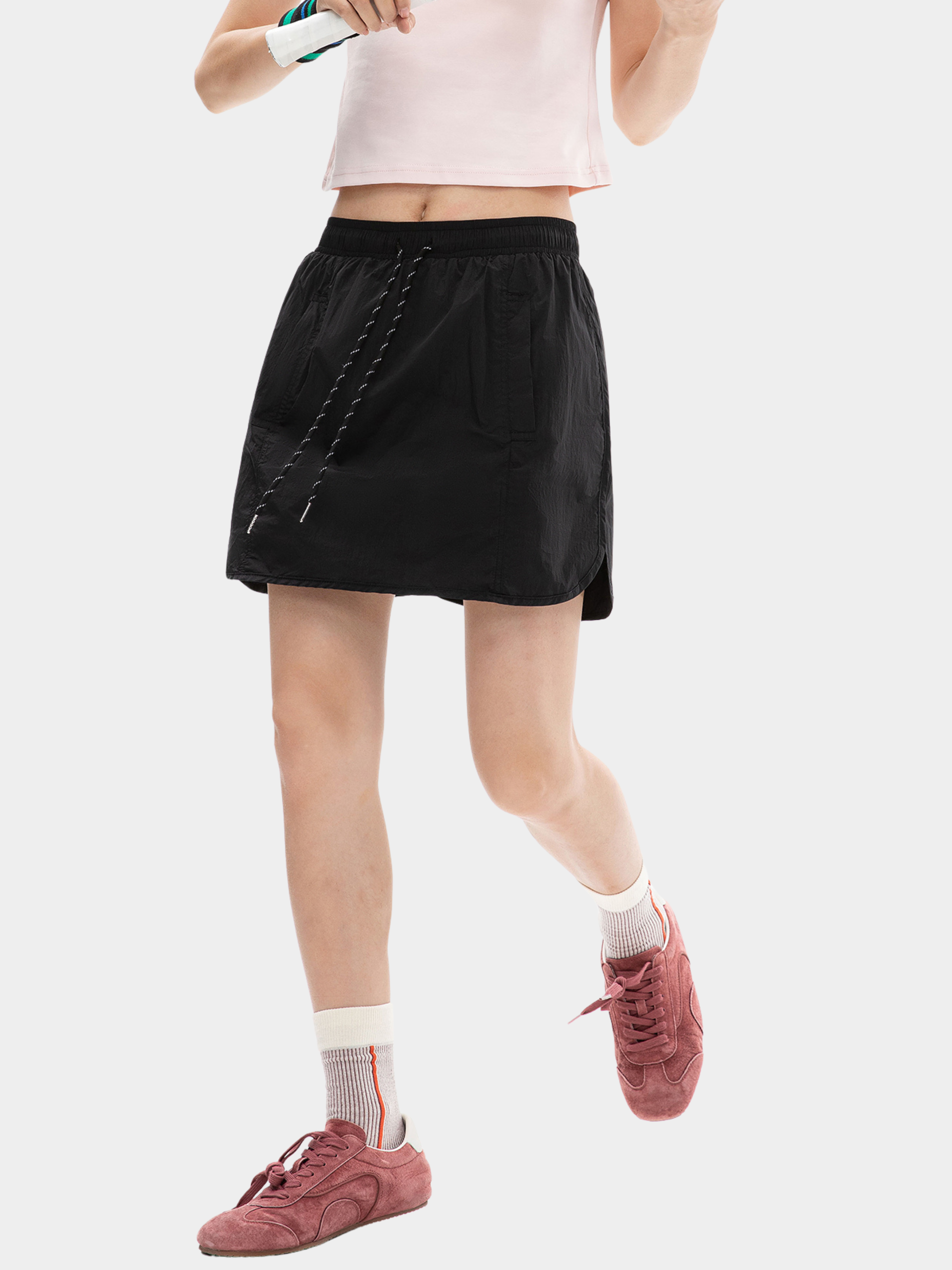 EchoPeak - Women's Utility Slit A-Line Mini Built-in Lining Skirt